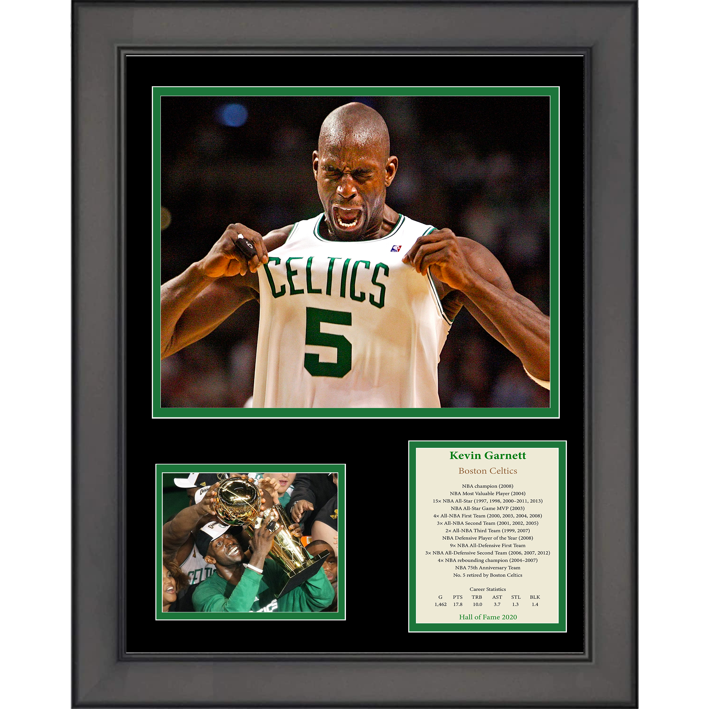 Framed Kevin Garnett Hall of Fame Boston Celtics Basketball 11"x14" Three Photo Collage