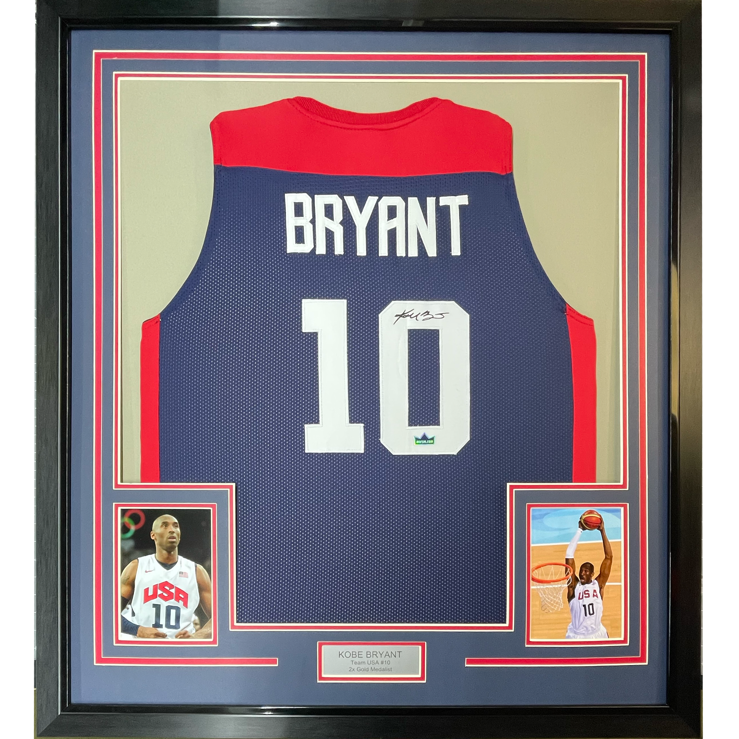 Framed Facsimile Autographed Kobe Bryant 35x39 United States Team USA Olympics Blue Reprint Laser Auto Basketball Jersey Size Men's XL