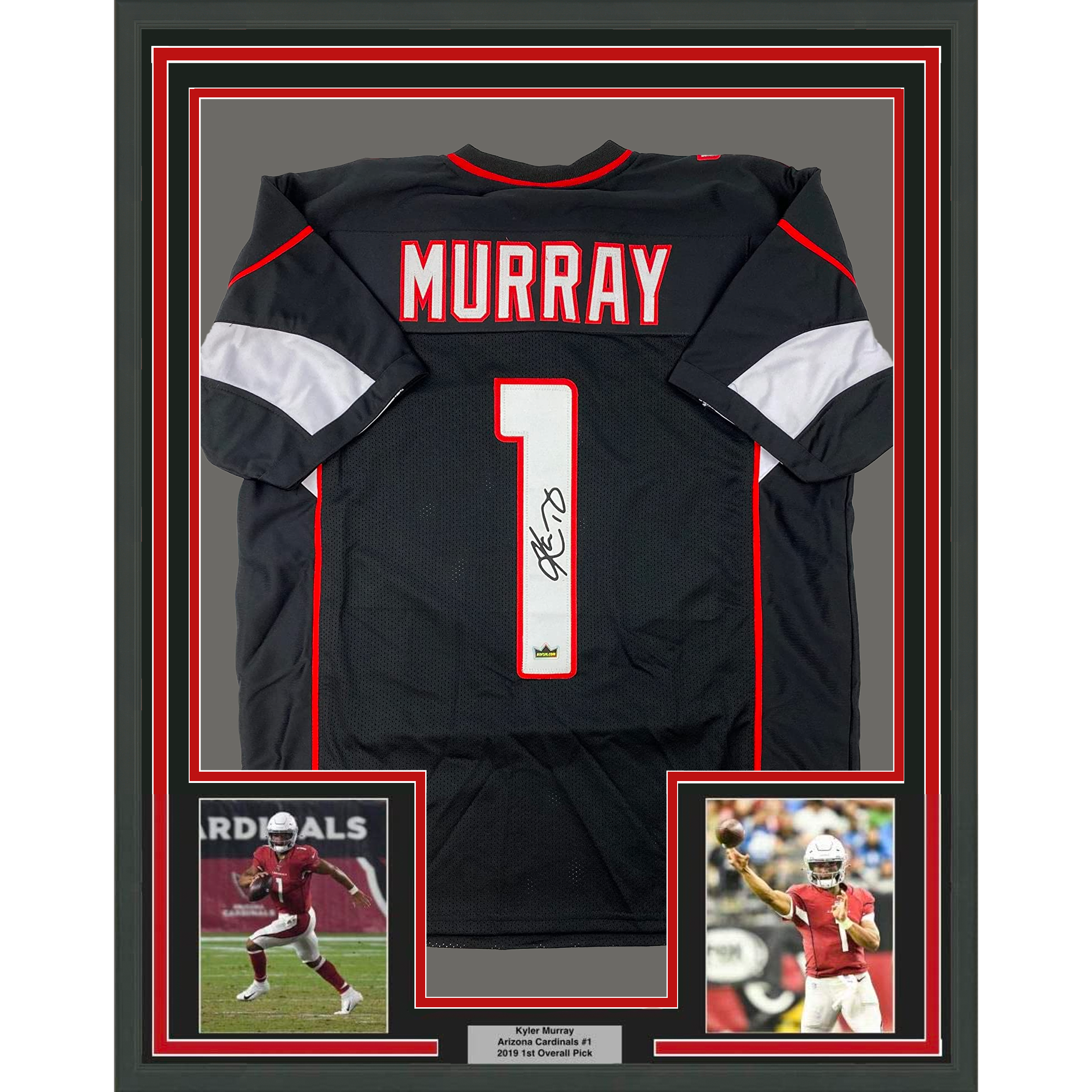 Framed Facsimile Autographed Kyler Murray 35x39 Arizona Black Reprint Laser Auto Football Jersey