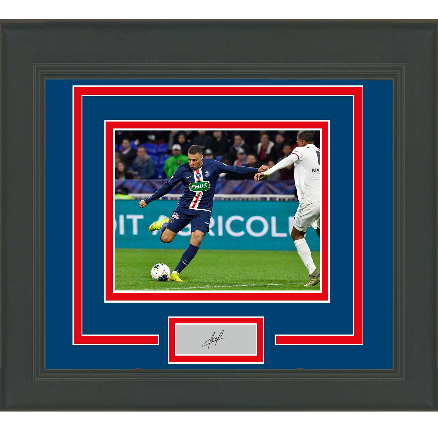 Framed Kylian Mbappe Facsimile Laser Engraved Signature Auto PSG 11x14 Soccer Photo