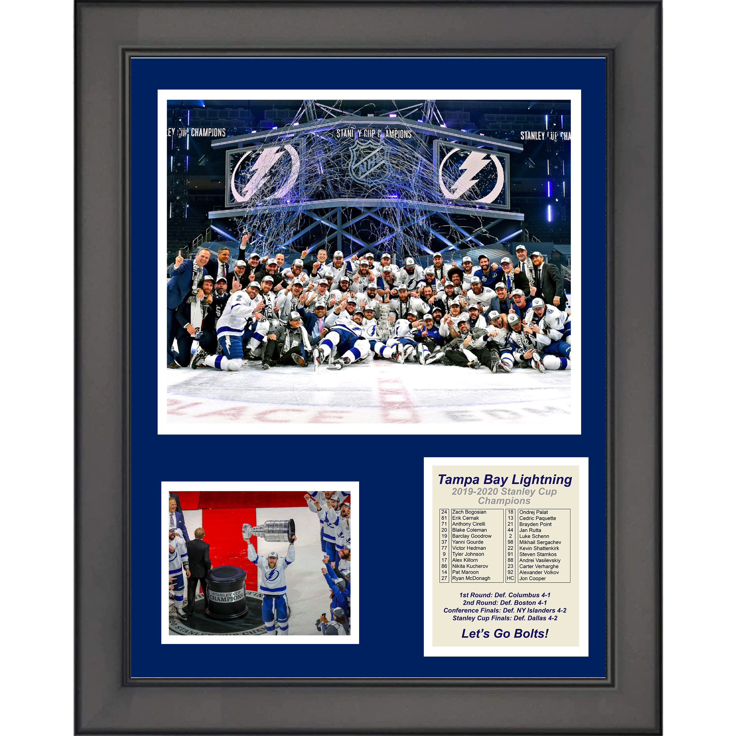 Framed Tampa Bay Lightning 2019 Stanley Cup Champions 11"x14" Three Photo Collage
