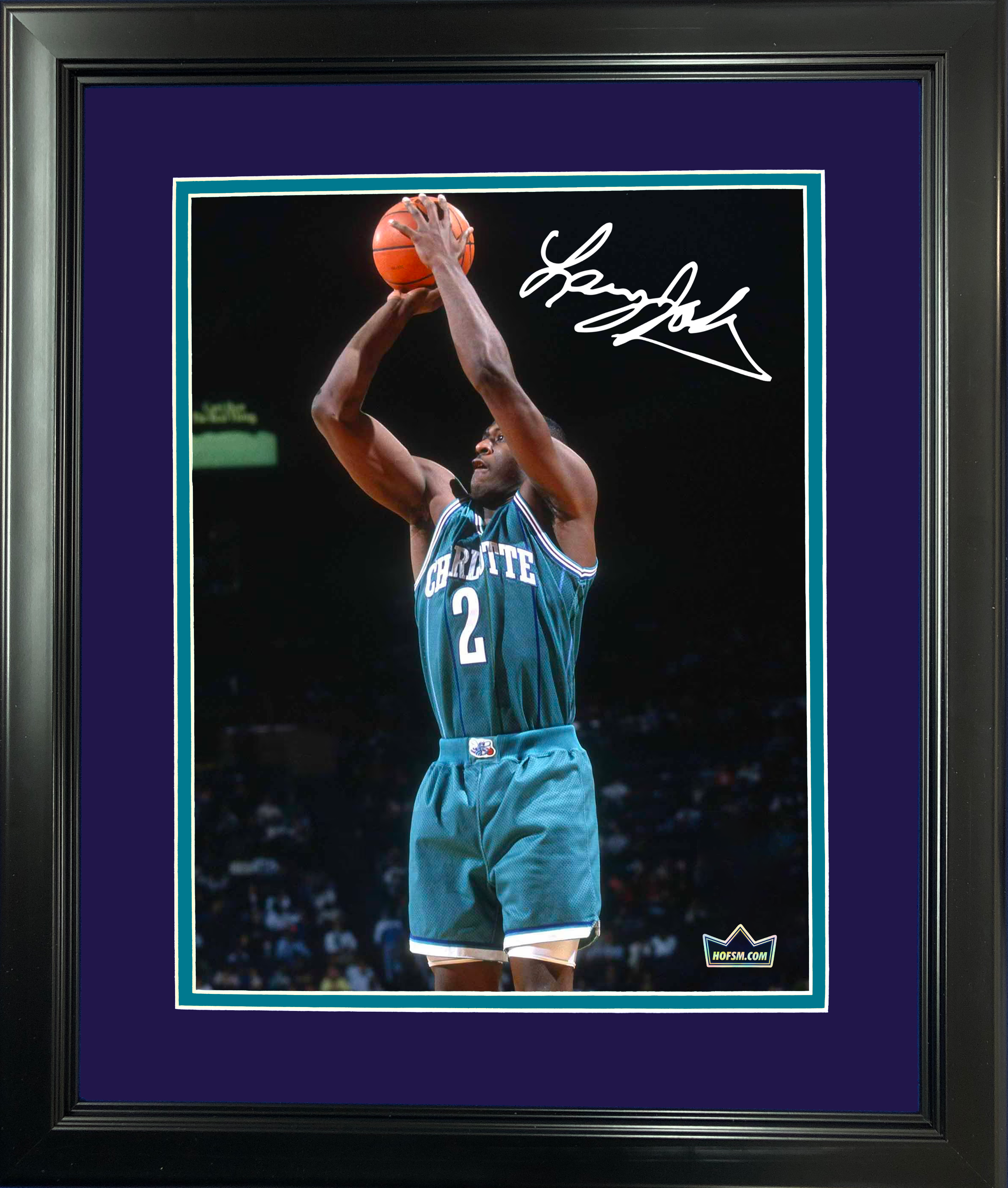 Framed Larry Johnson Facsimile Laser Engraved Signature Auto 11"x14" Basketball Photo HOFSM Holo
