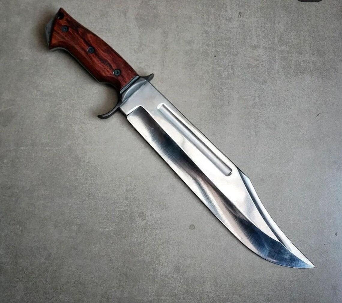 Custom Handmade Leatherneck Bowie Knife with Full Tang O1 Tool Steel Blade and Exotic Wood Handle - 15.5 Inches