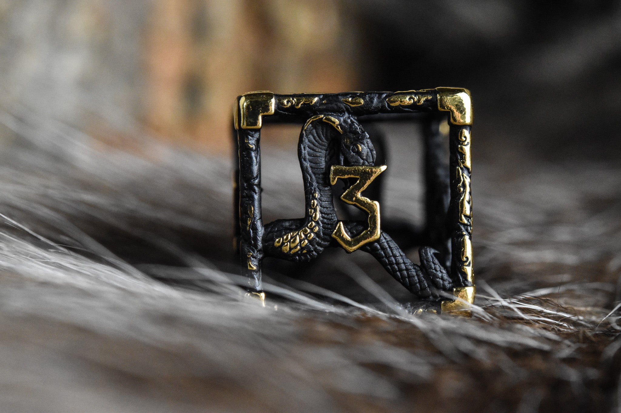 Legends of Valhalla - Matte Black and Gold Hollow Metal Dice Set