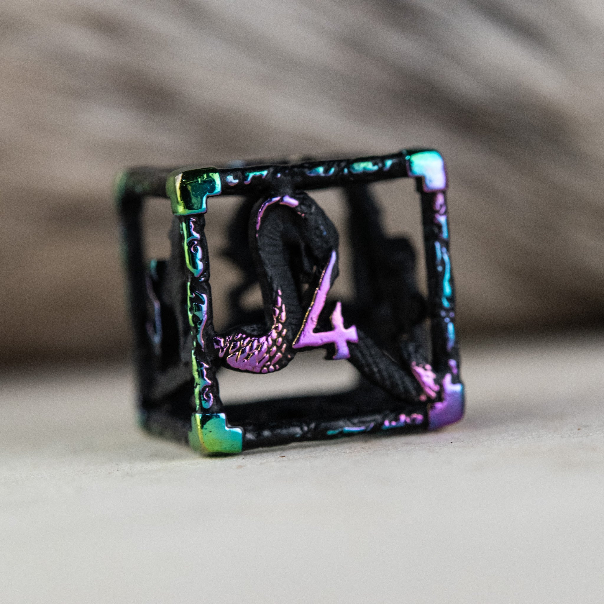 Legends of Valhalla - Matte Black and Iridescent Hollow Metal Dice Set