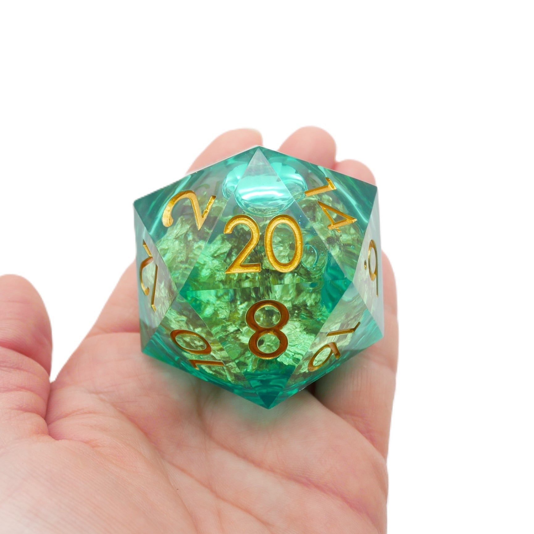 Leprechaun's Gold - Giant D20 Liquid Core DnD Dice Set | Acrylic RPG Gaming Dice