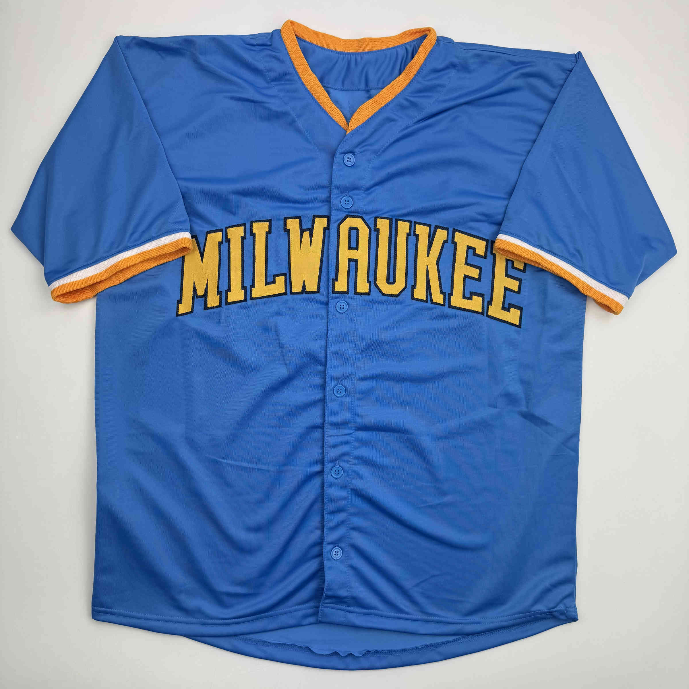 Autographed/Signed Jackson Chourio Milwaukee Blue Baseball Jersey Beckett BAS COA