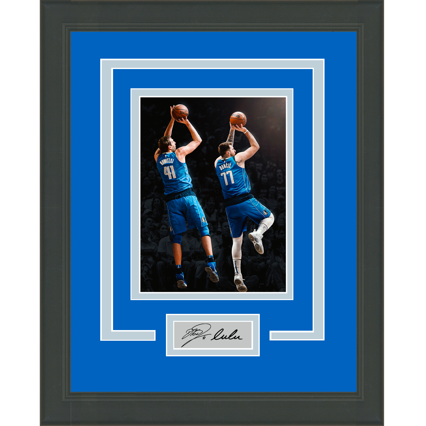 Framed Luka Doncic Dirk Nowitzki Dual Facsimile Laser Engraved Signature Auto Dallas Mavericks 11x14 Basketball Photo