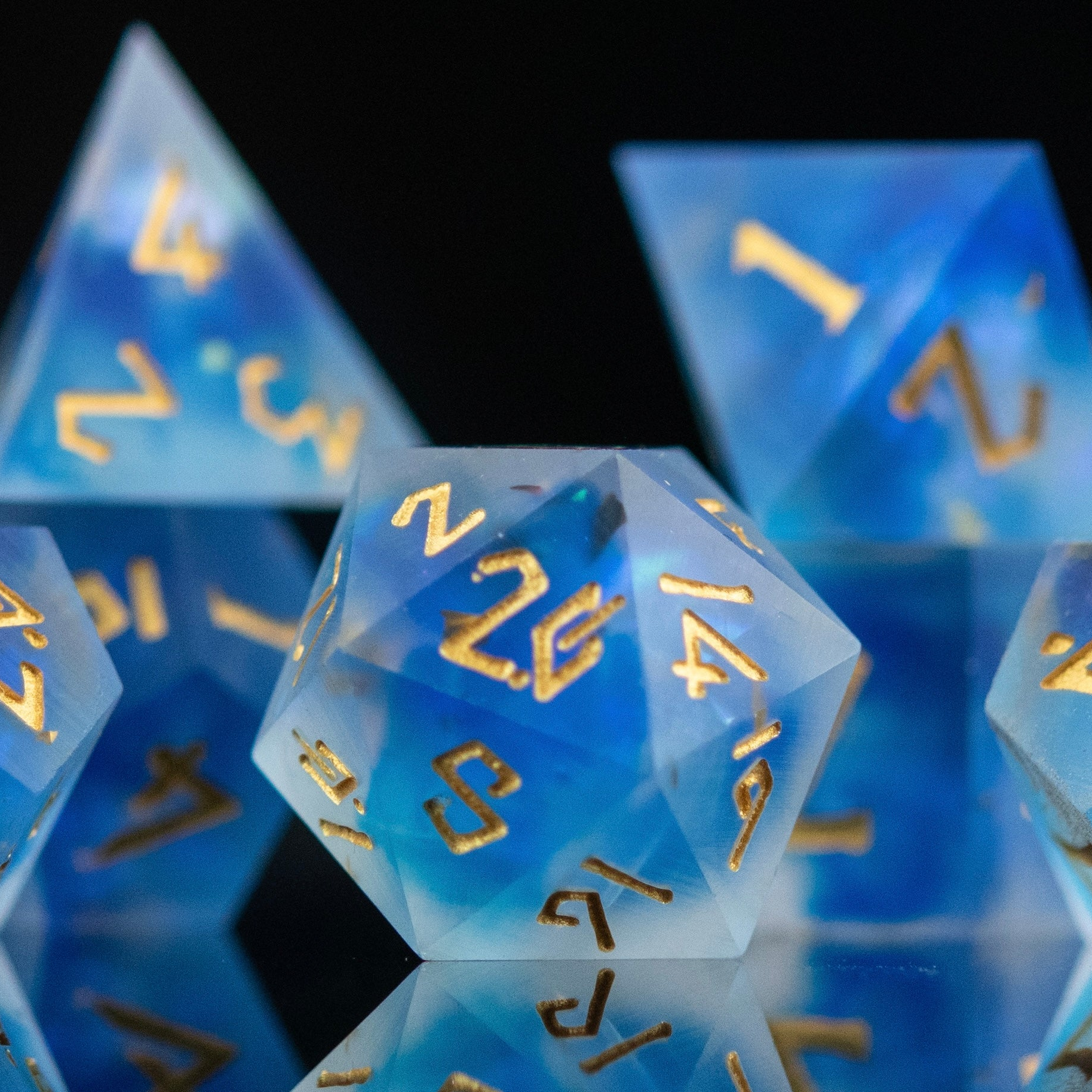 Lunar Veil Sharp-Edged Resin Dice Set