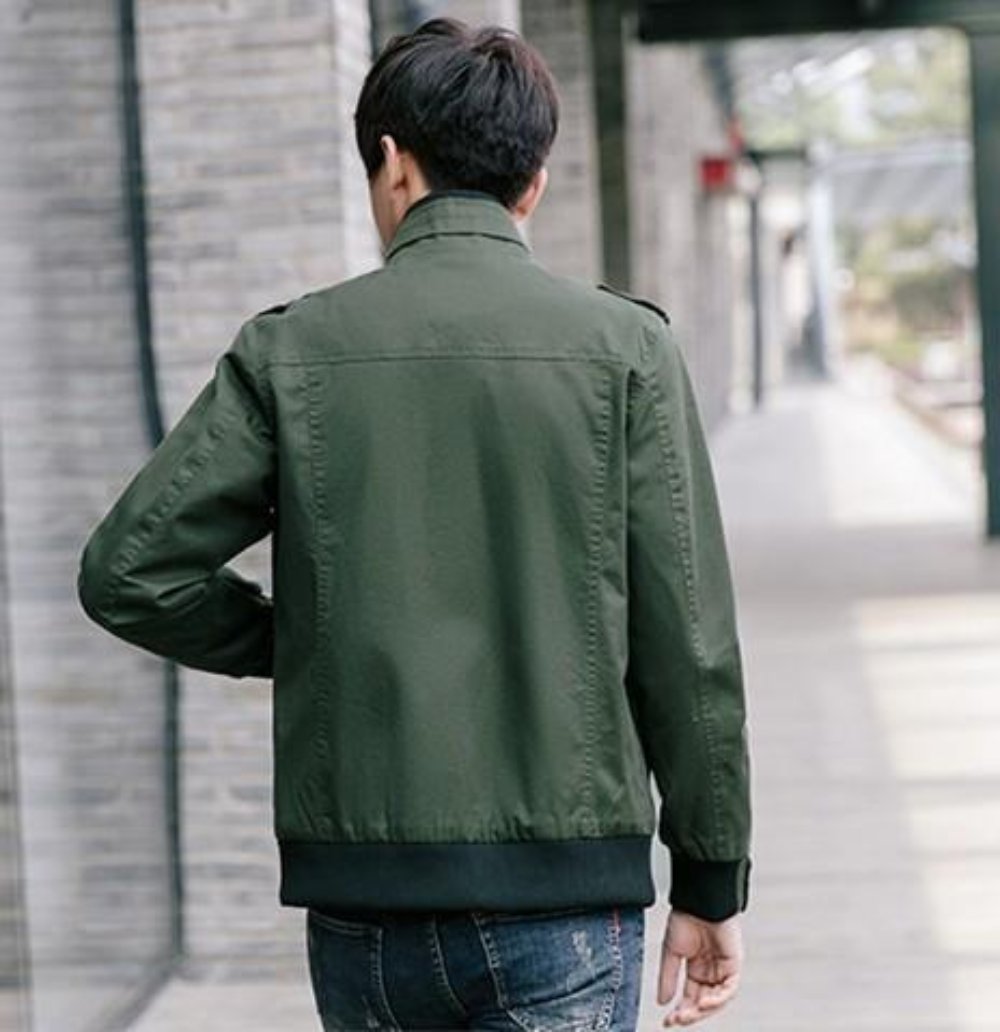Mens Military Style Casual Jacket with Zipper Design