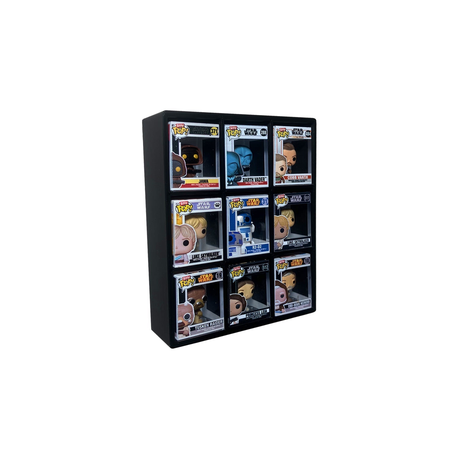 BITTY KUBBIE BLACK (3x3) - Display Case for Funko Bitty Pops, Wall Mountable & Stackable Pop Shelf (3D Printed)