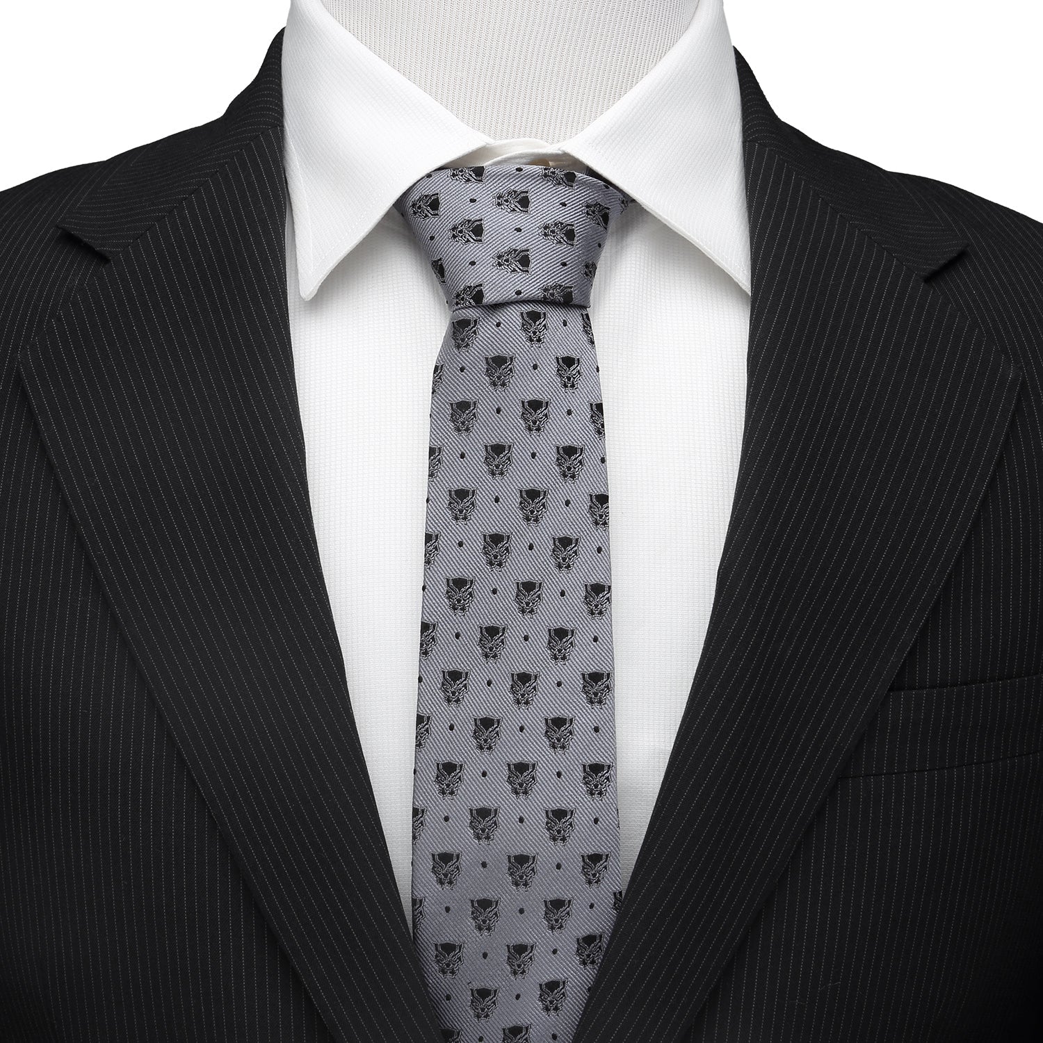 Marvel Black Panther Gray Dot Tie