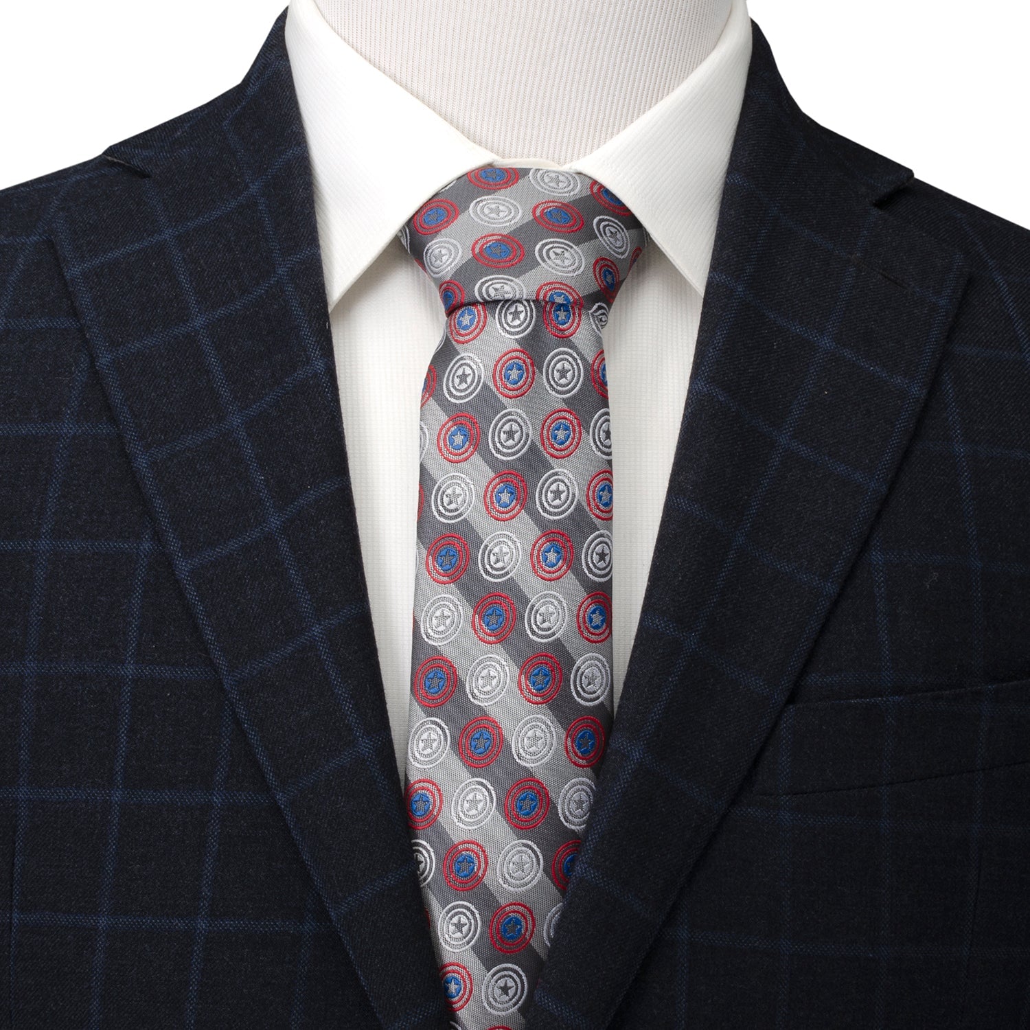 Marvel Captain America Gray Stripe Men's Tie