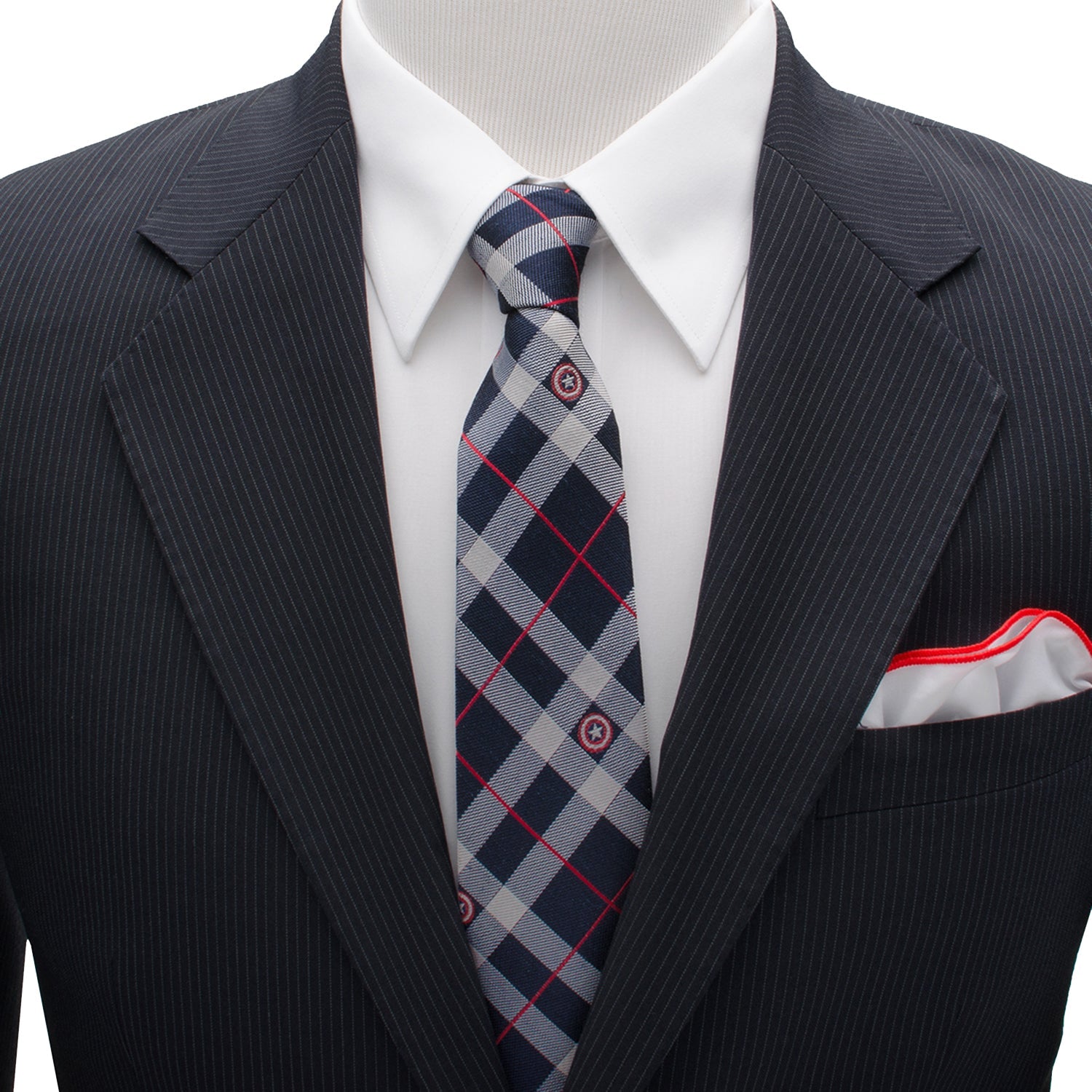 Marvel Captain America Blue Plaid Tie