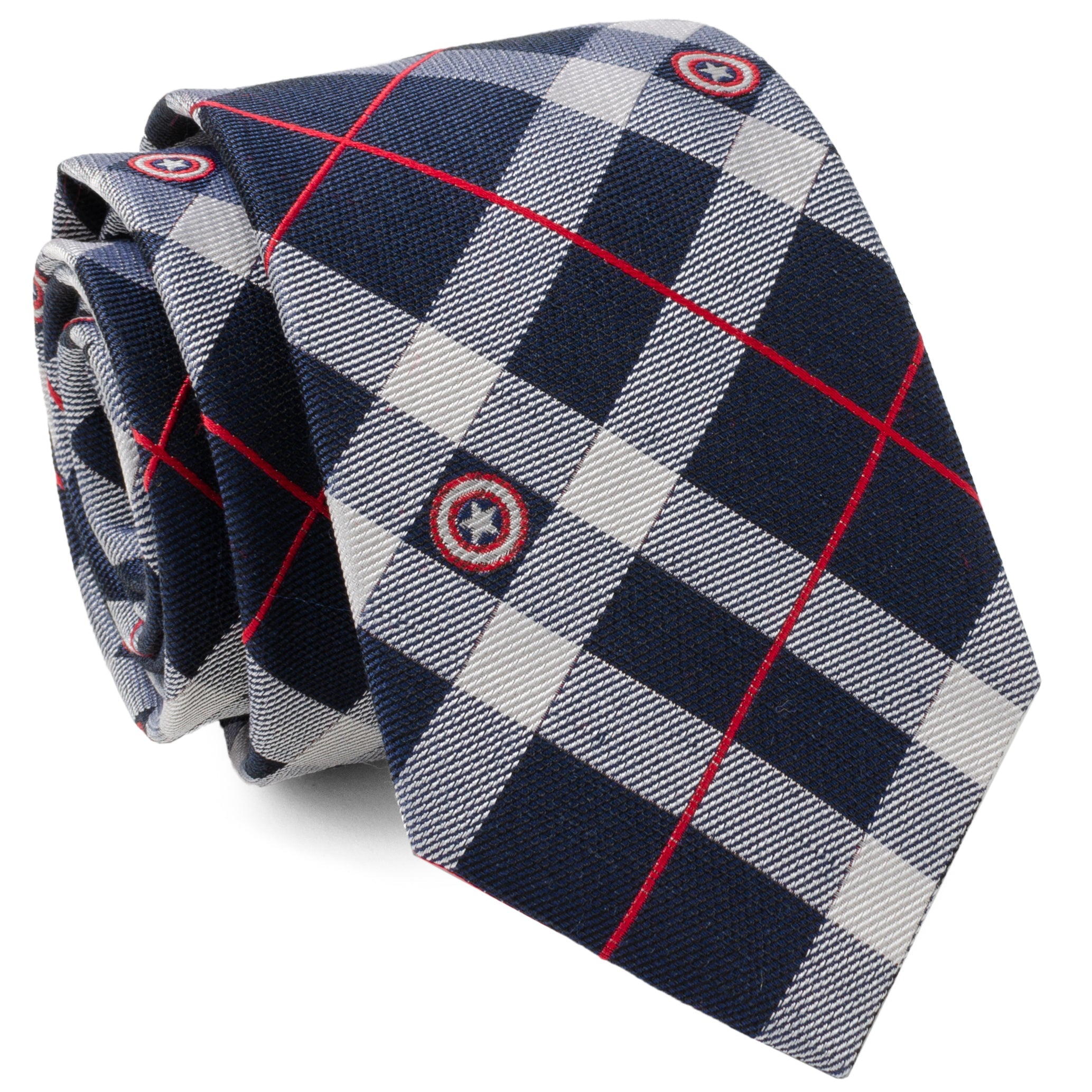 Marvel Captain America Blue Plaid Tie