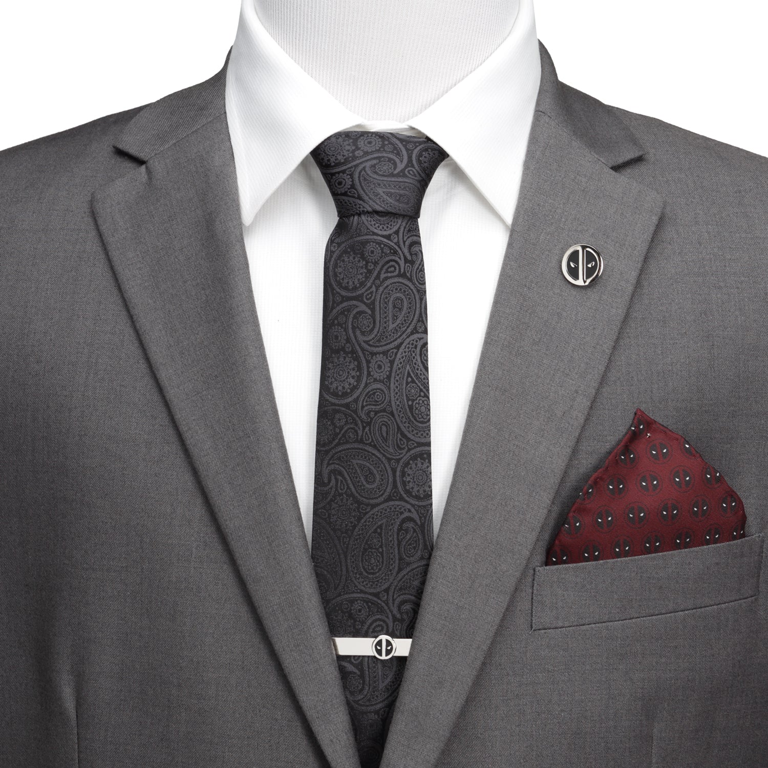 Marvel Deadpool Hidden Paisley Black Silk Men's Tie