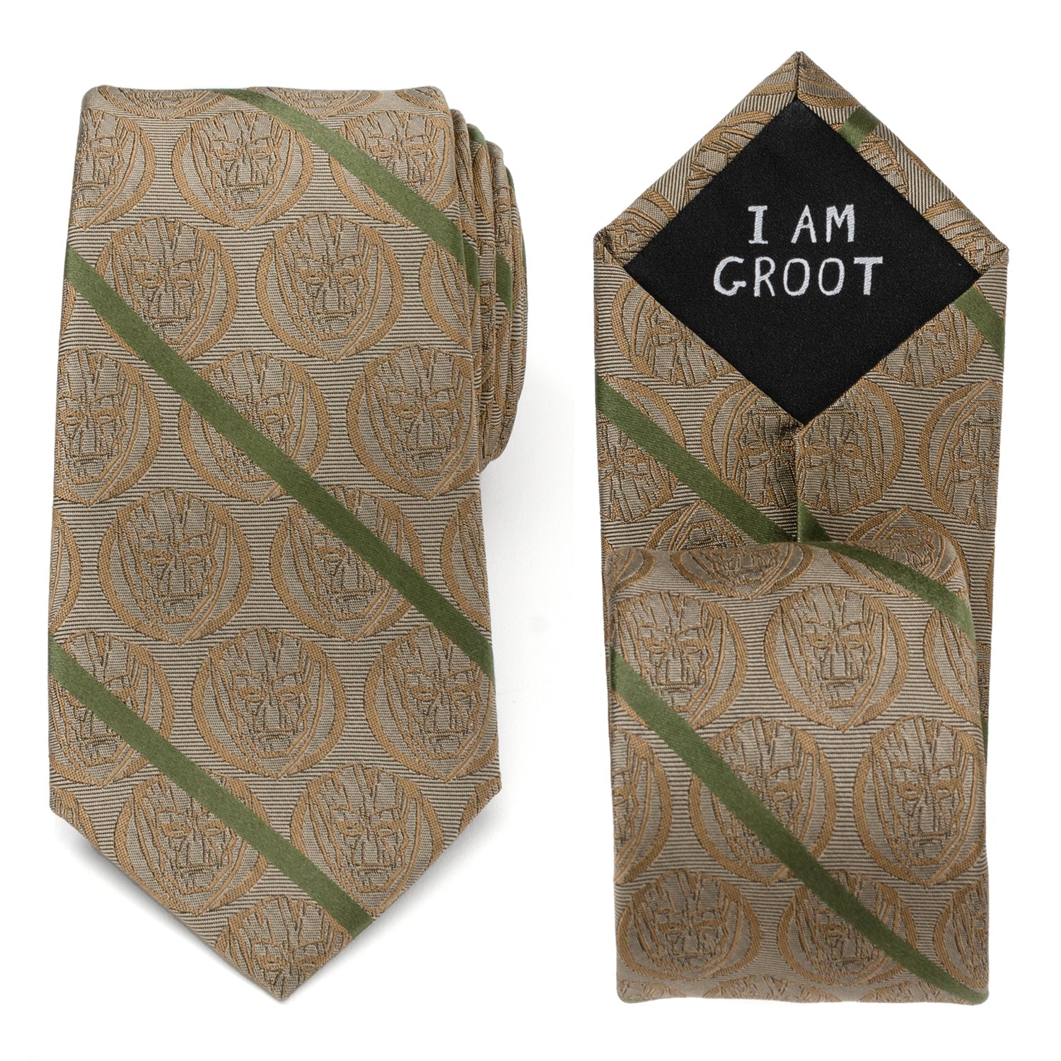 Marvel Guardians of the Galaxy Groot Tan Striped Men's Tie