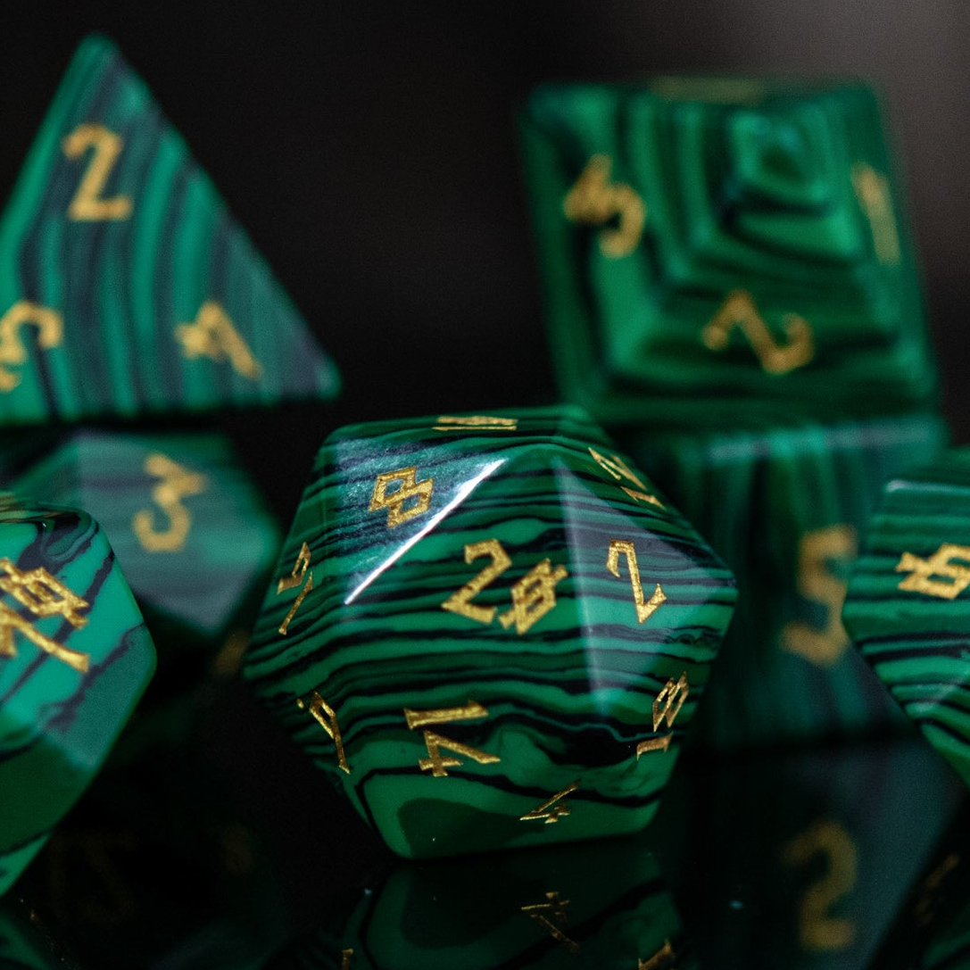 Malachite Stone Dice Set