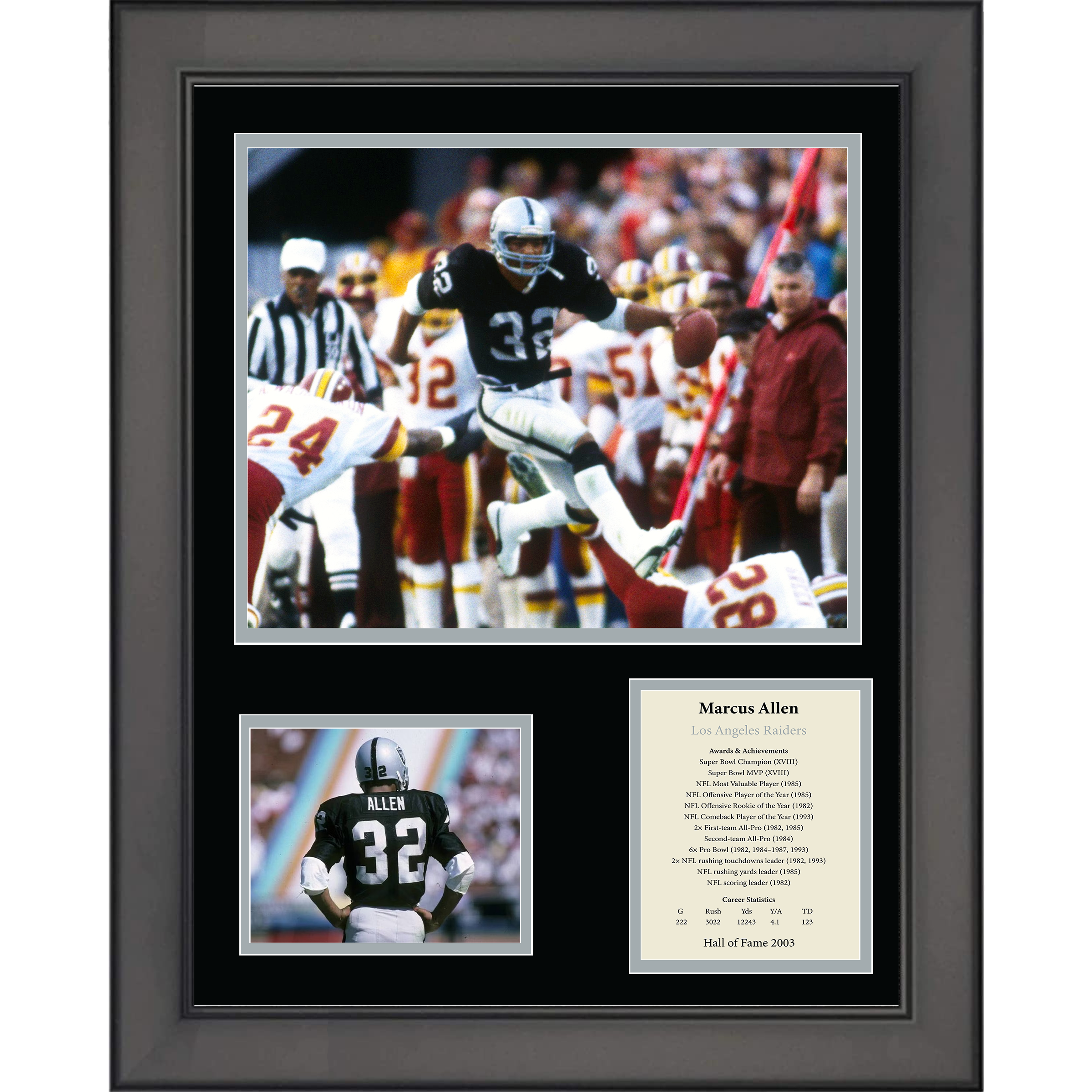 Framed Marcus Allen Hall of Fame Oakland Los Angeles Raiders 11"x14" Football Three Photo Collage
