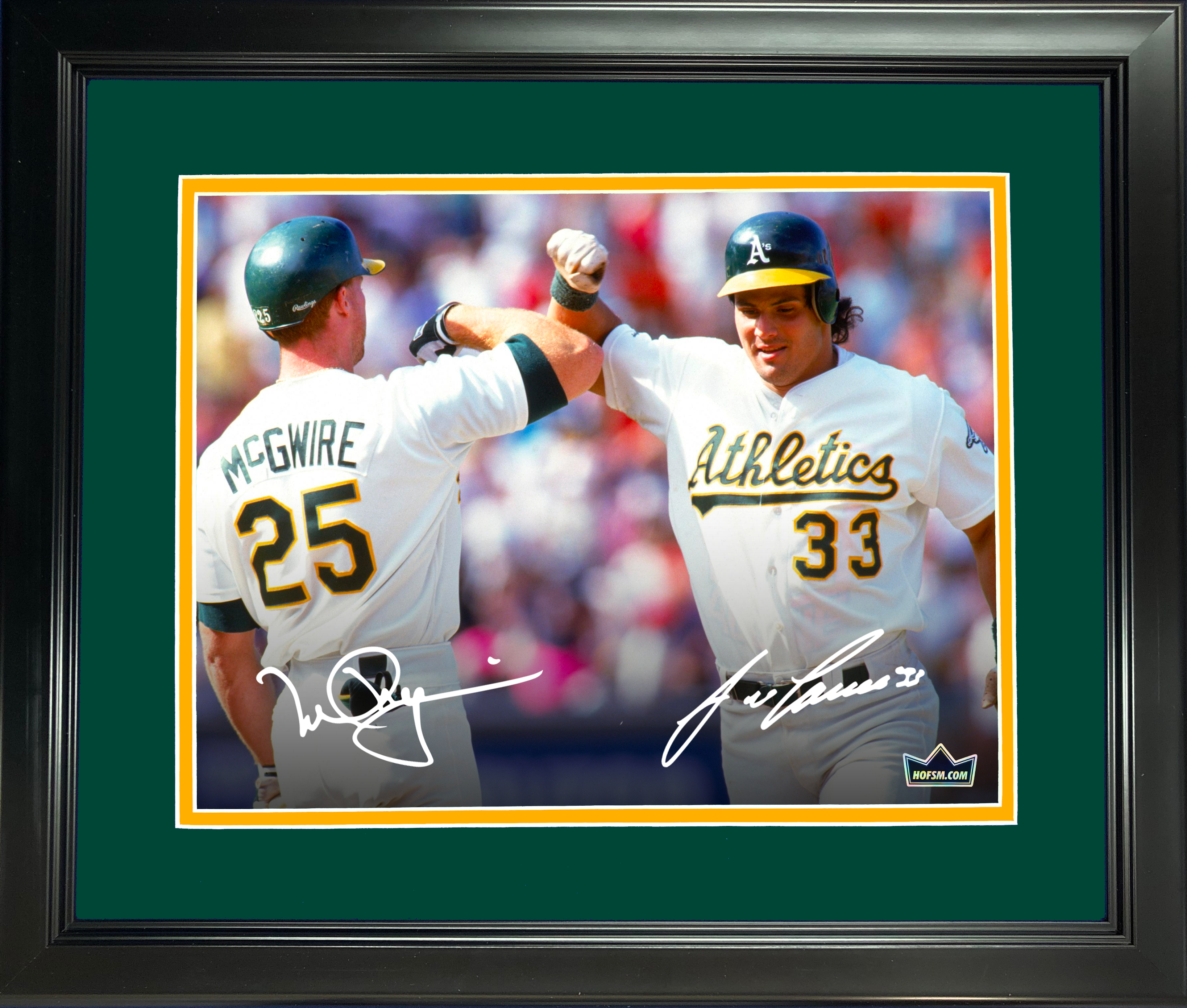Framed Mark McGwire Jose Canseco Bash Brothers Dual Facsimile Laser Engraved Signature Auto Oakland Athletics 11"x14" Baseball Photo HOFSM Holo