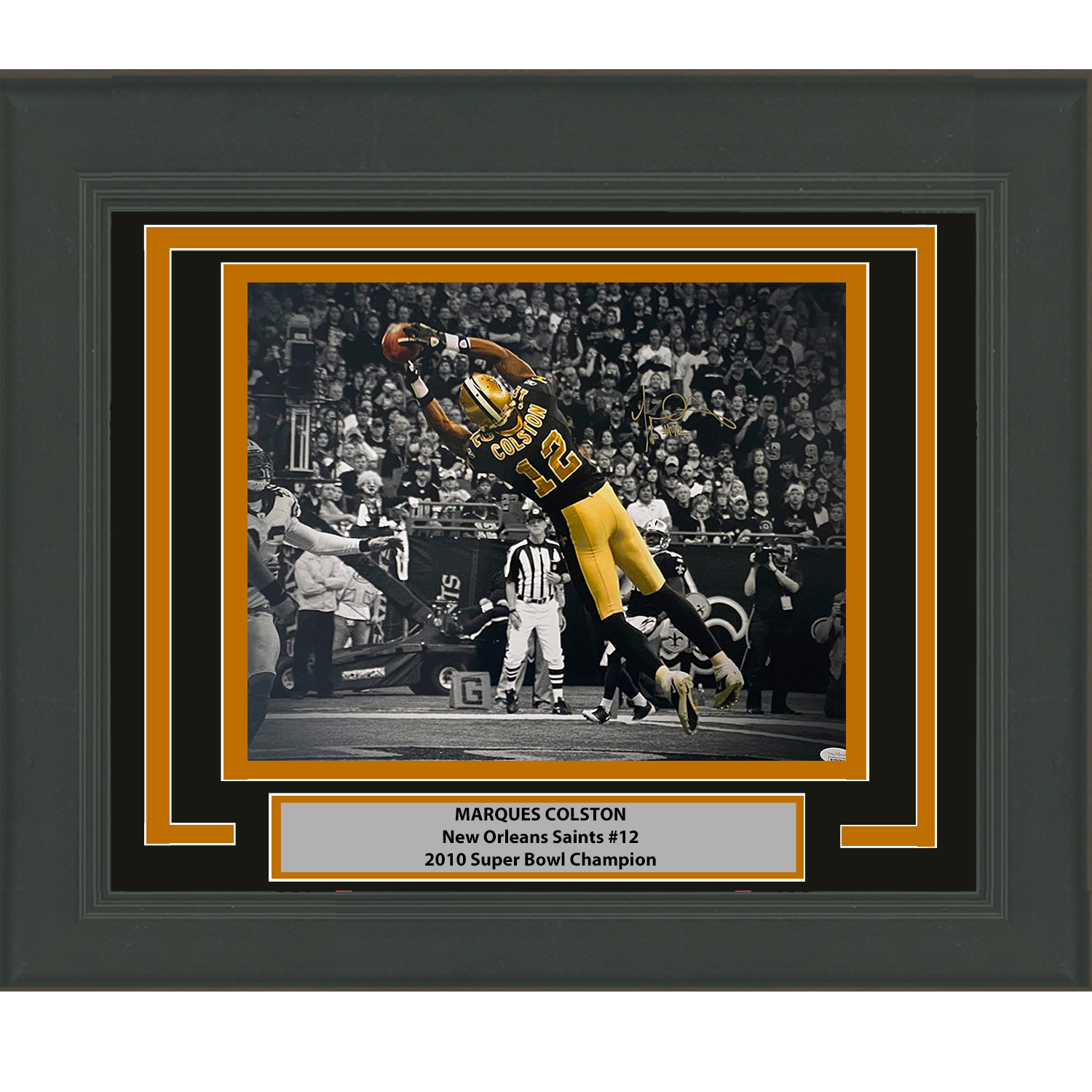 Framed Autographed/Signed Marques Colston New Orleans Saints 16x20 Football Photo JSA COA #2