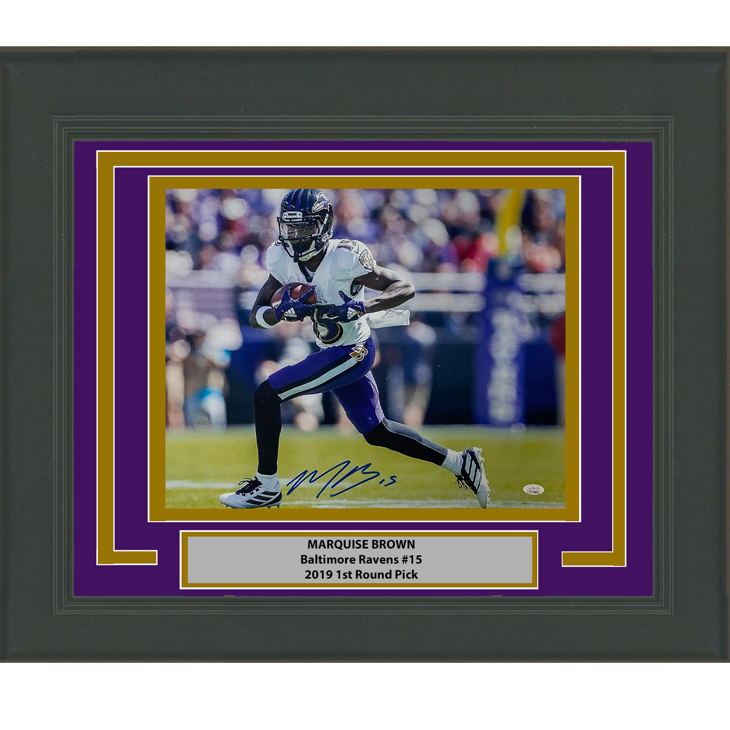 Framed Autographed/Signed Marquise Brown Baltimore Ravens 16x20 Football Photo JSA COA #3