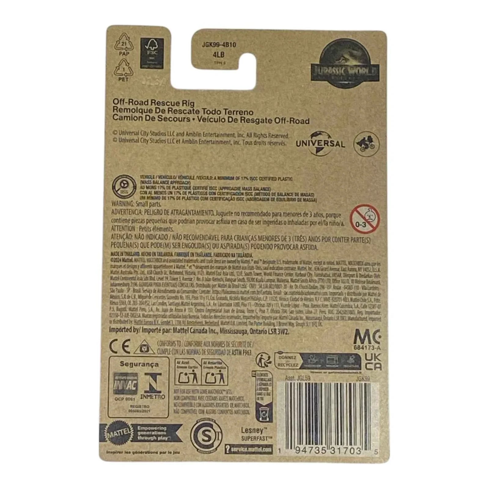 Matchbox Off-Road Rescue Rig - Jurassic World Rebirth Collection