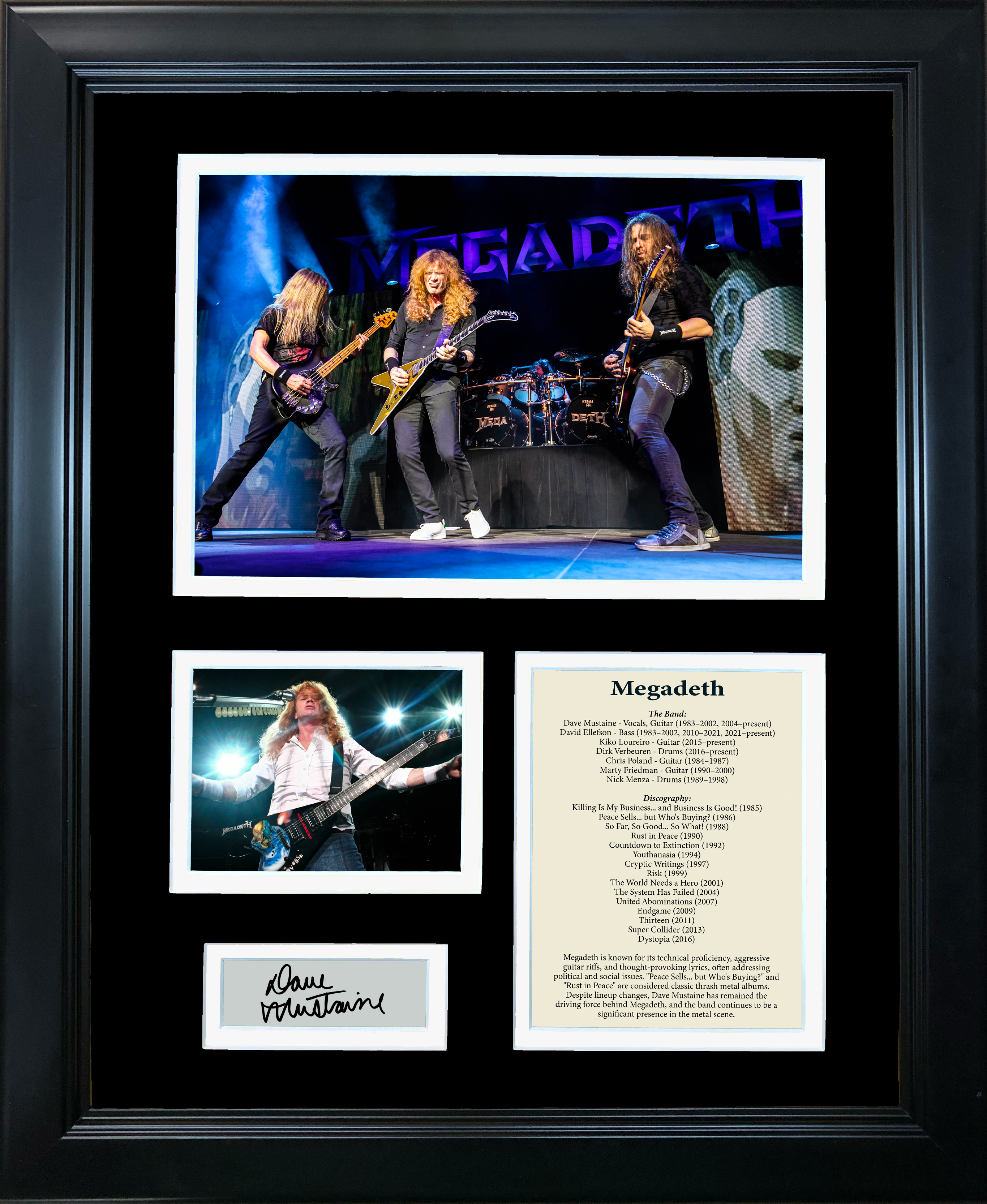 Framed Megadeth Band Discography Dave Mustaine Facsimile Laser Engraved Signature Auto 11"x14" Music Photo Sig Collage
