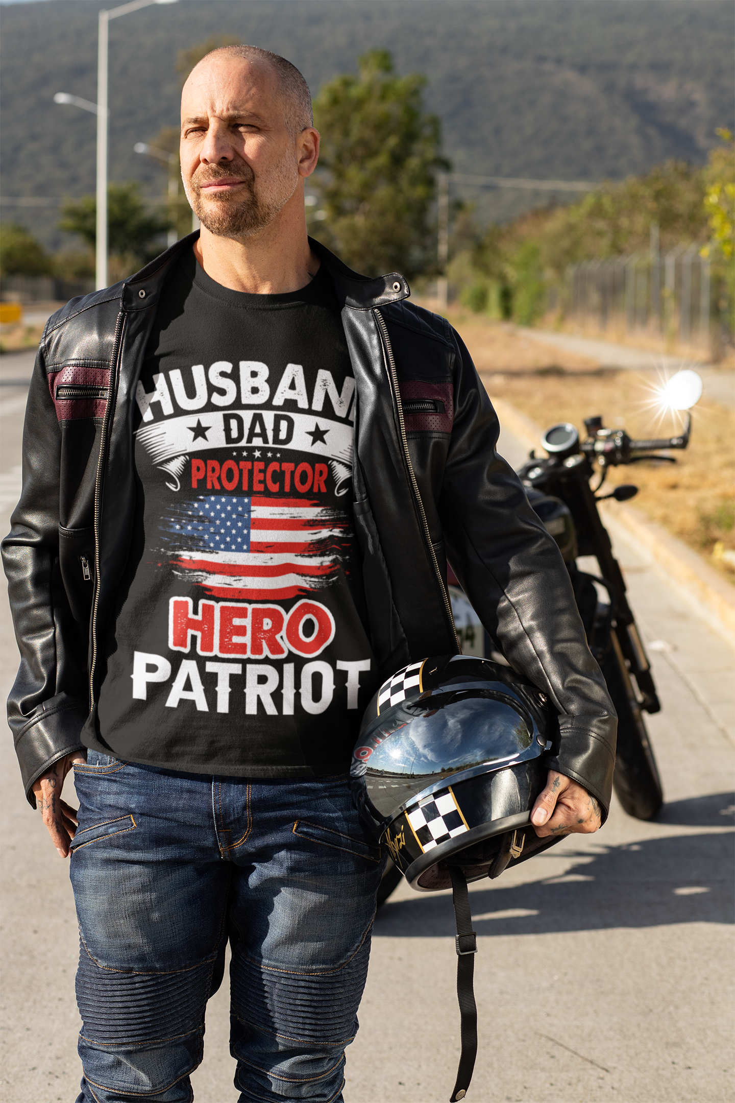 Husband, Dad, Protector, Hero, Patriot Short Sleeve Tee