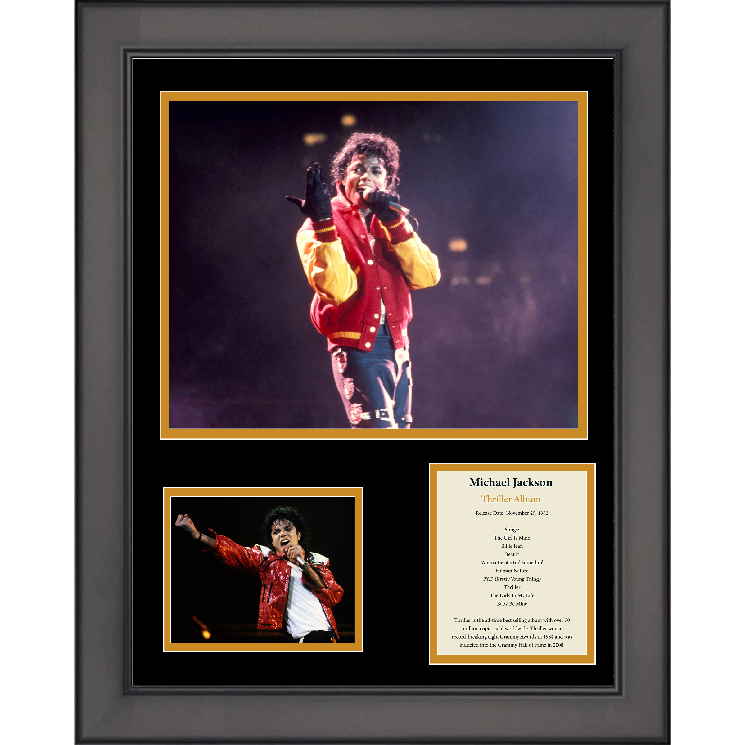 Framed Michael Jackson Thriller Album 11"x14" Music Three Photo Collage