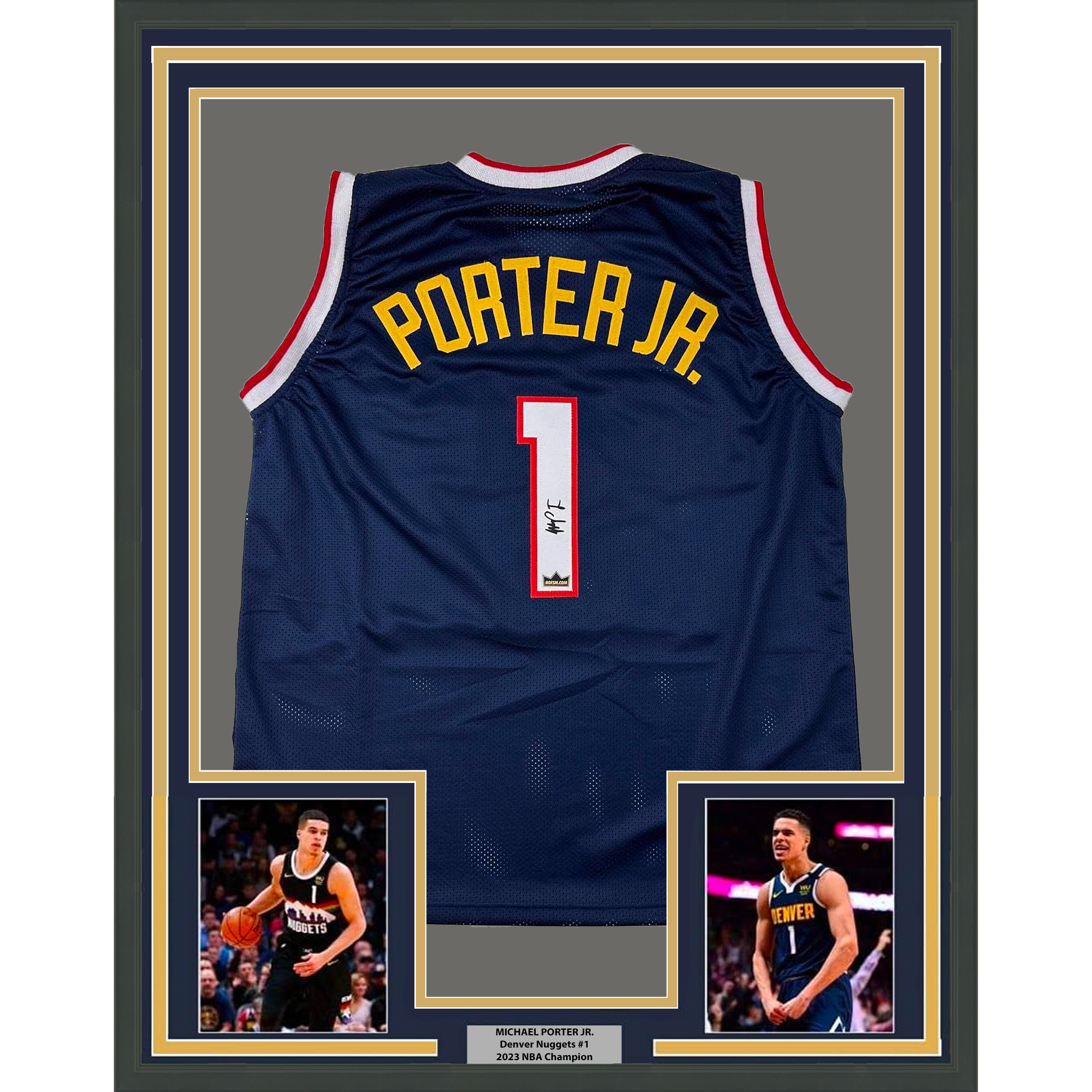 Framed Facsimile Autographed Michael Porter Jr. 35x39 Denver Blue Reprint Laser Auto Basketball Jersey
