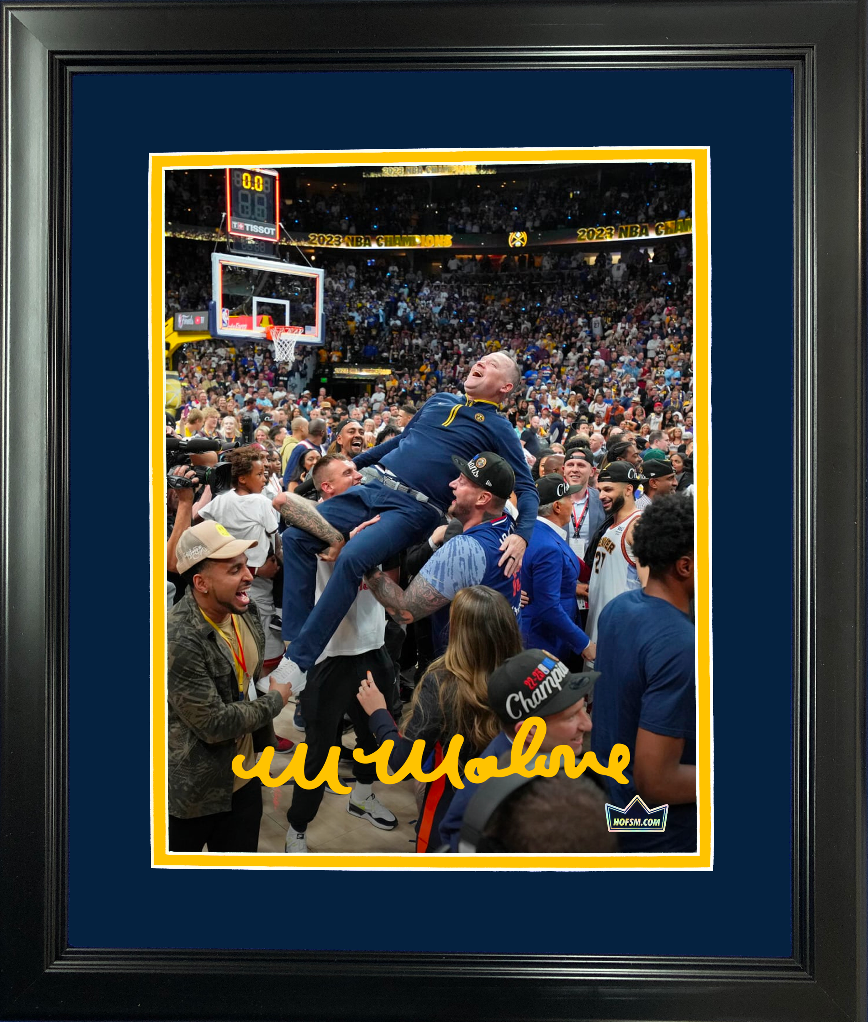 Framed Michael Malone 2023 NBA Champion Denver Nuggets Facsimile Laser Engraved Signature Auto 11"x14" Basketball Photo HOFSM Holo