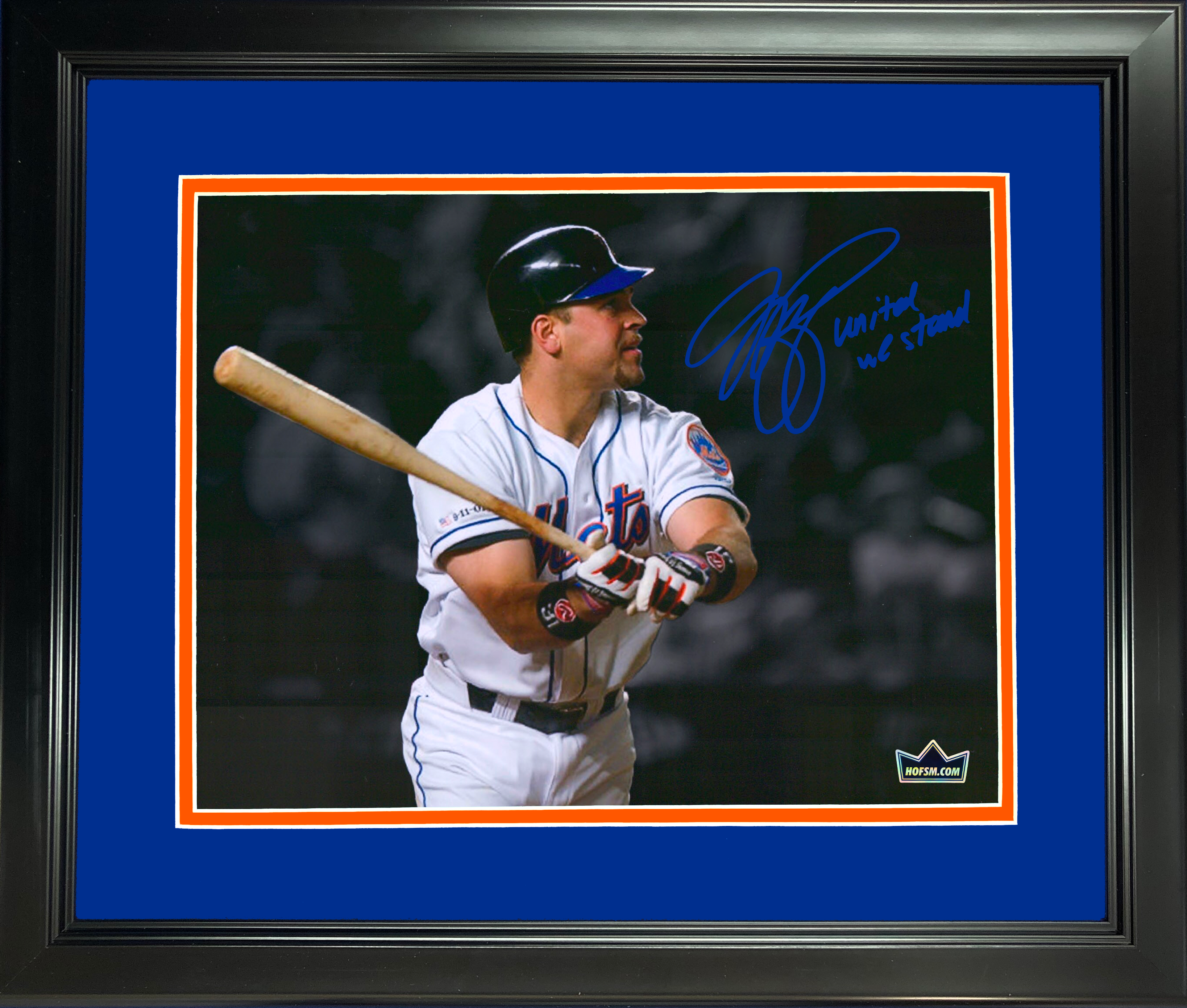 Framed Mike Piazza United We Stand 9/11 Home Run New York Mets Facsimile Laser Engraved Signature Auto 11"x14" Baseball Photo HOFSM Holo