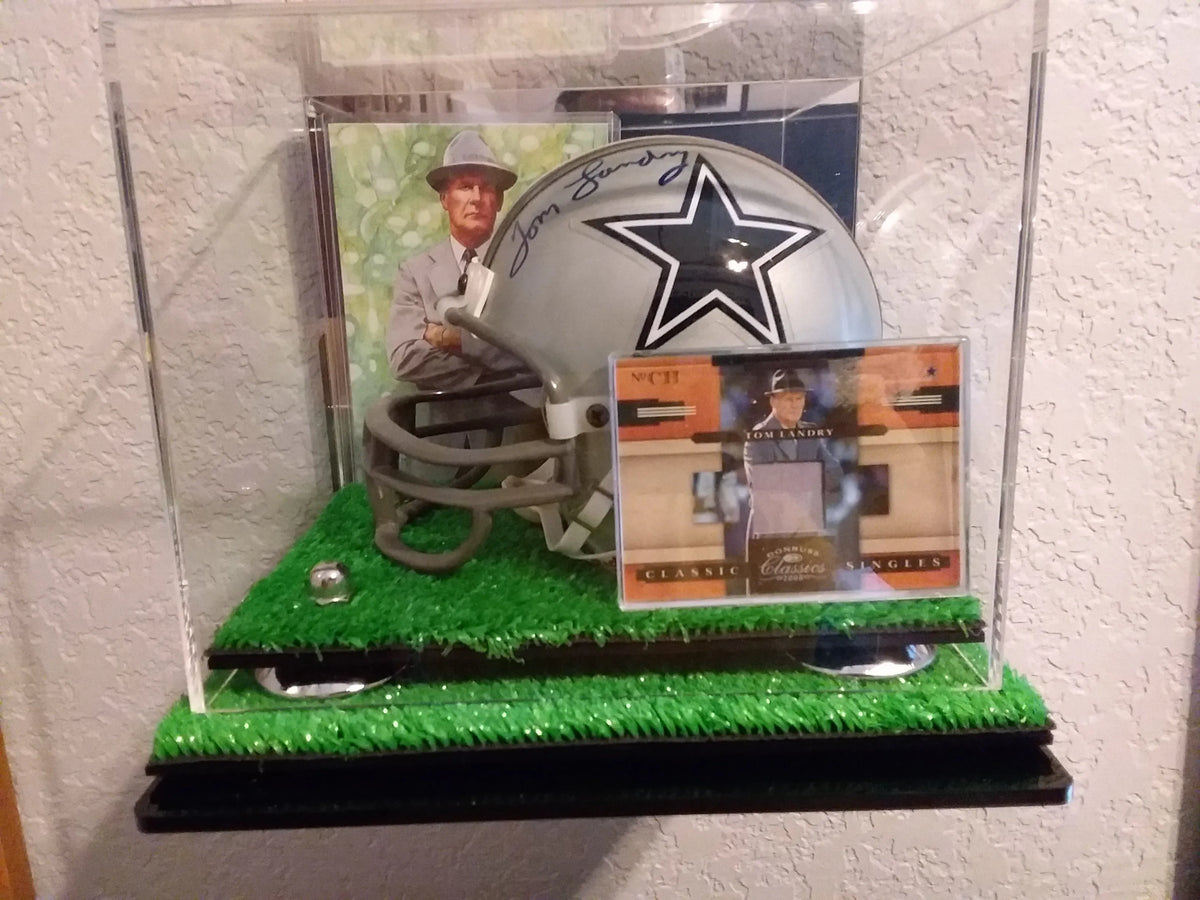Mini/Miniature Football Helmet (not Full Size) Display Case - Mirror no Wall Mounts (A003/V45)