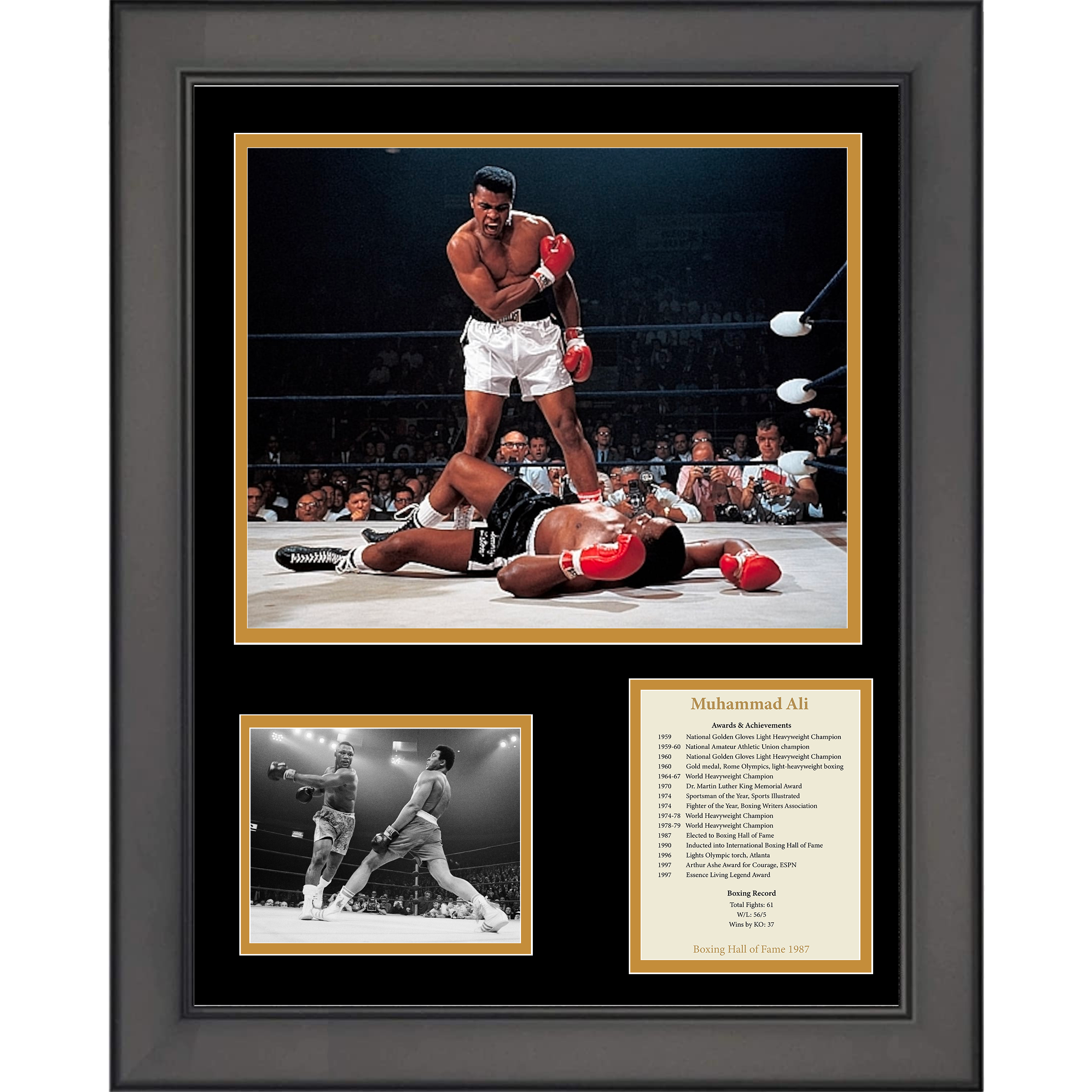 Framed Muhammad Ali Hall of Fame Boxing 11"x14" Three Photo Collage
