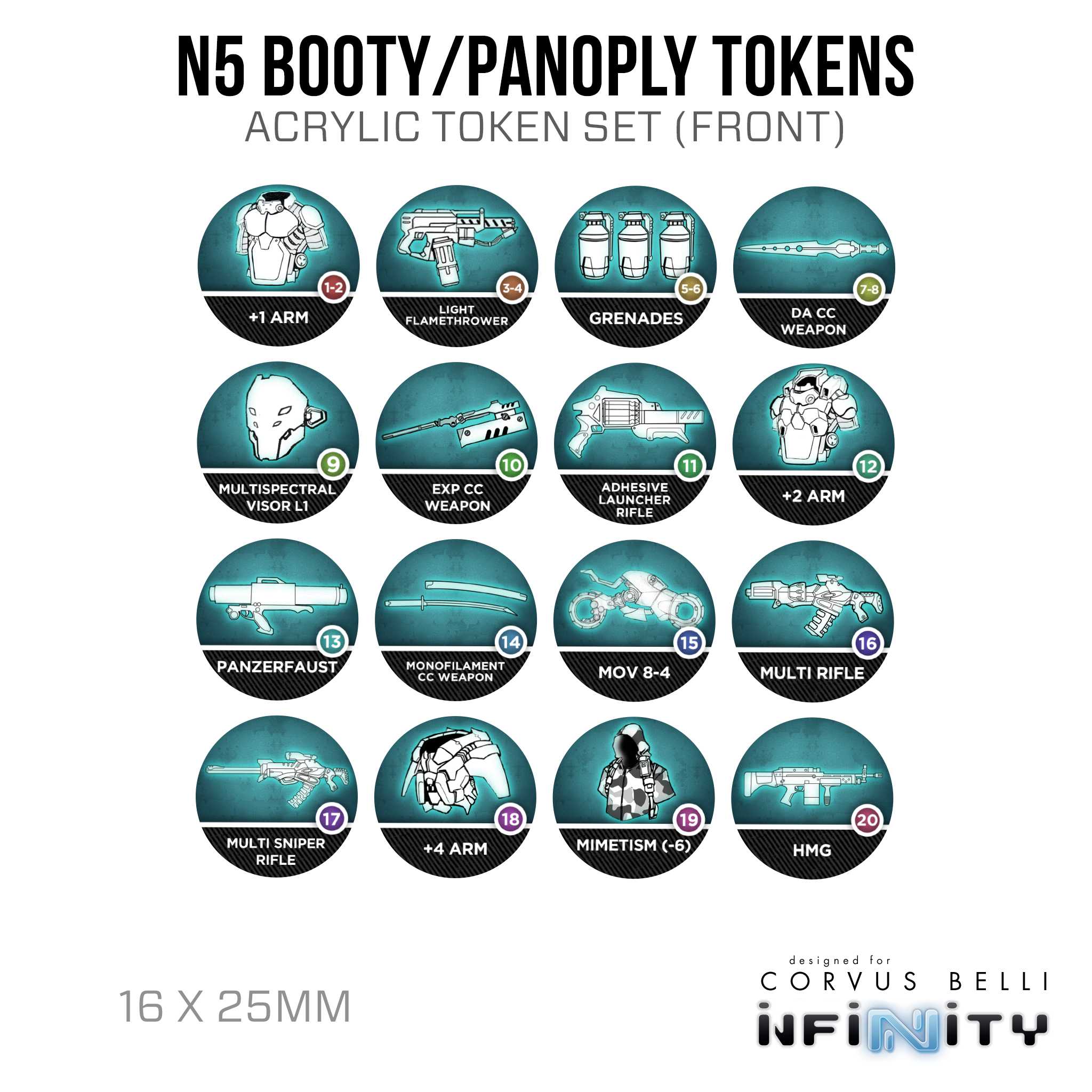Infinity N5 Acrylic Booty / Panoply Token Set