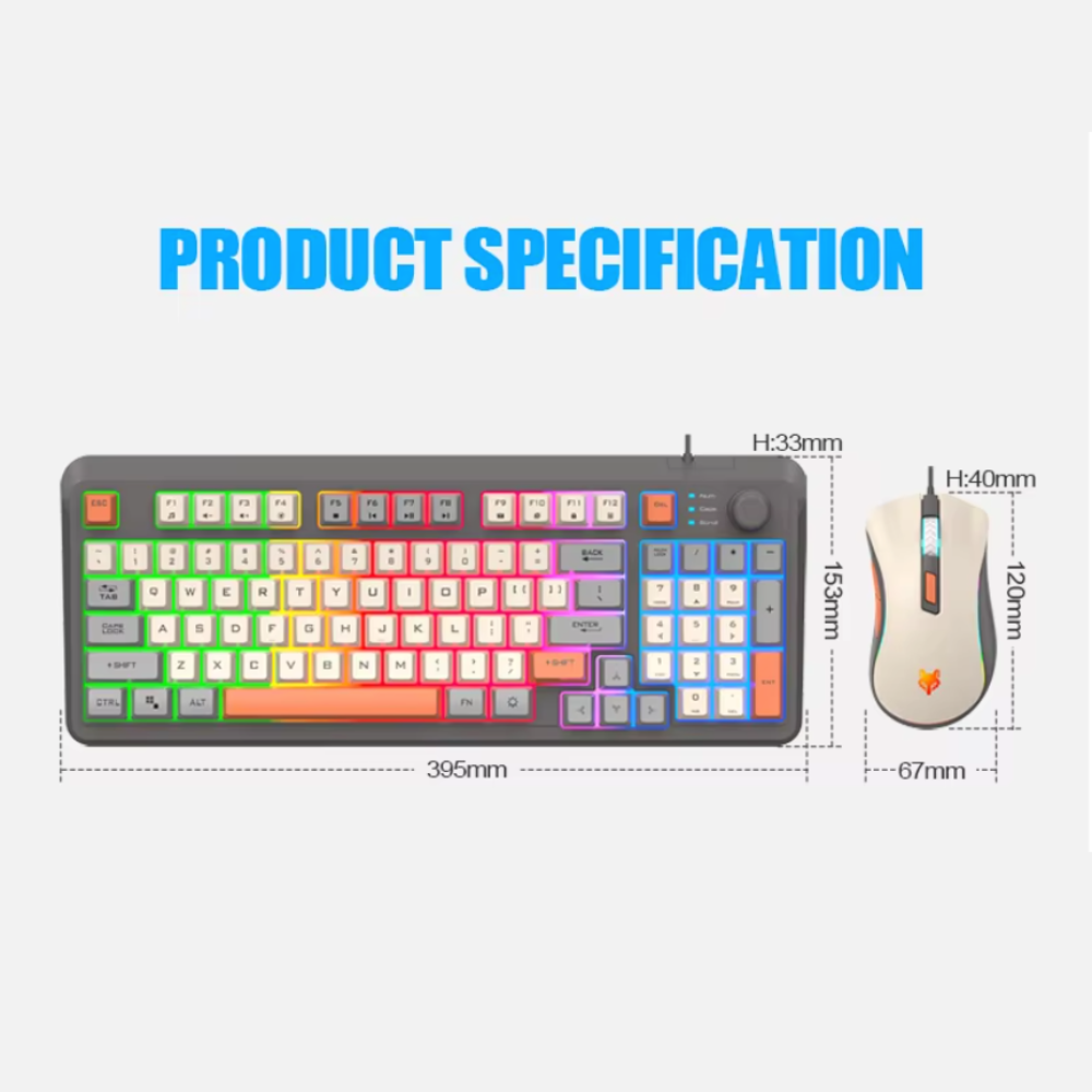 Onetify 94 Keys Portable Wired Keyboard and Mouse Set