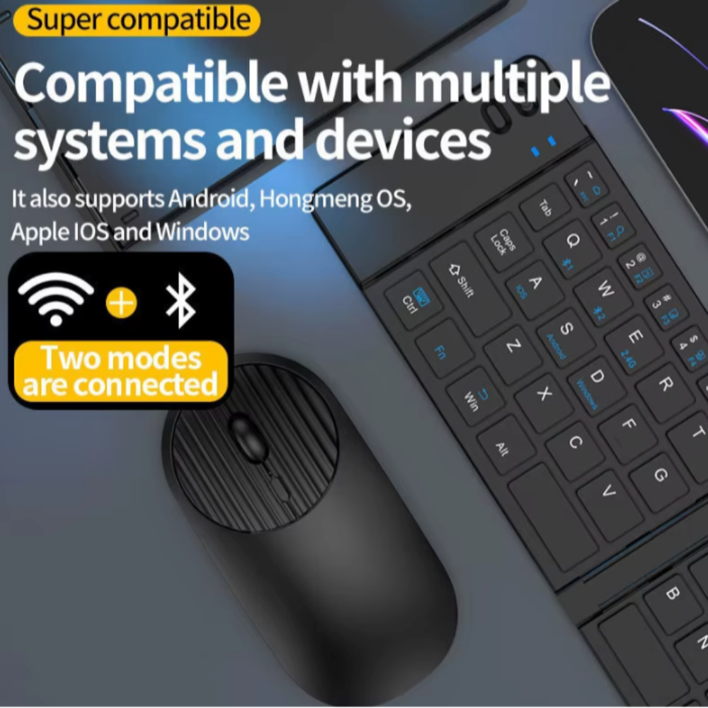 Dual Mode Foldable Wireless Keyboard and Mouse Set