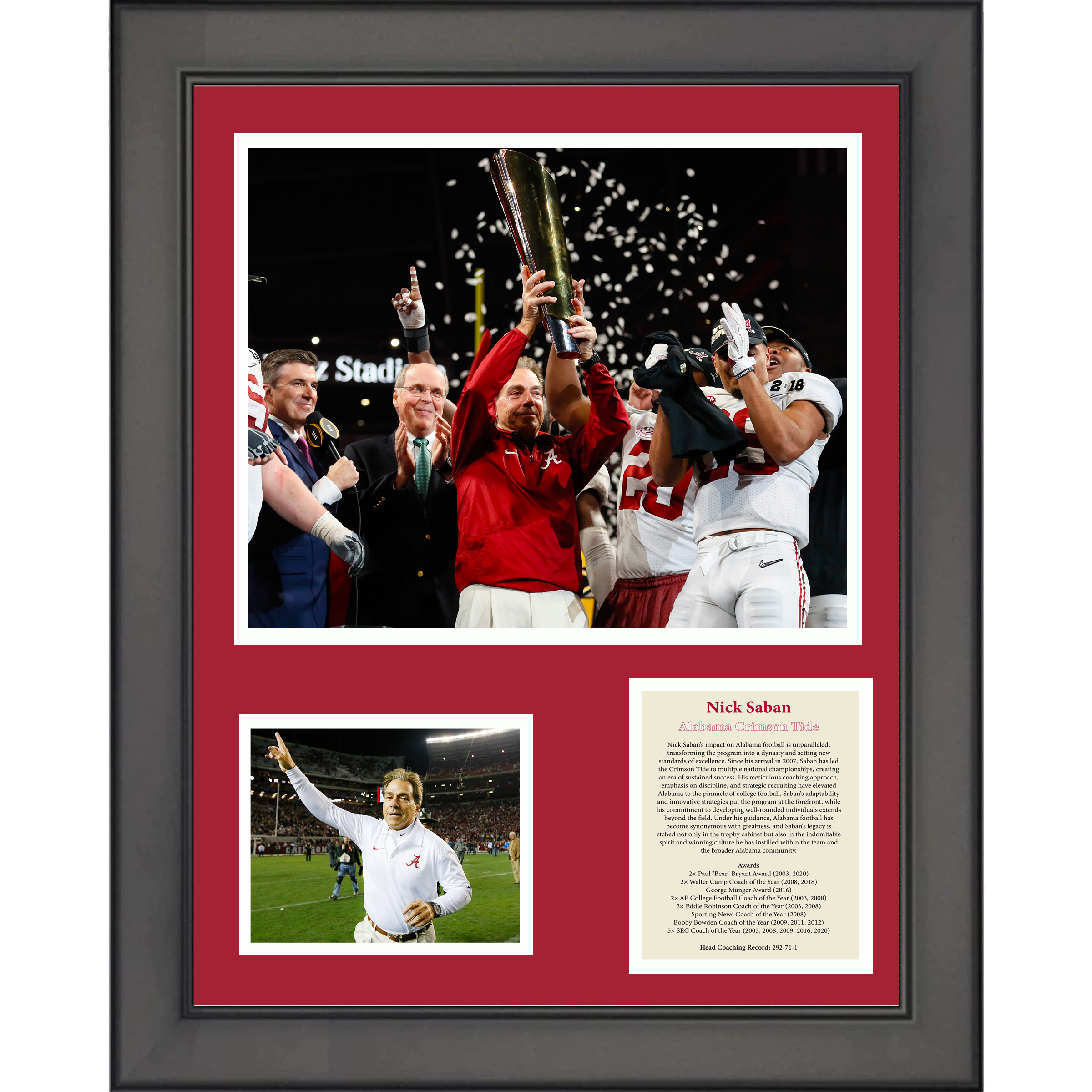 Framed Nick Saban Alabama Crimson Tide 11"x14" College Football Three Photo Collage