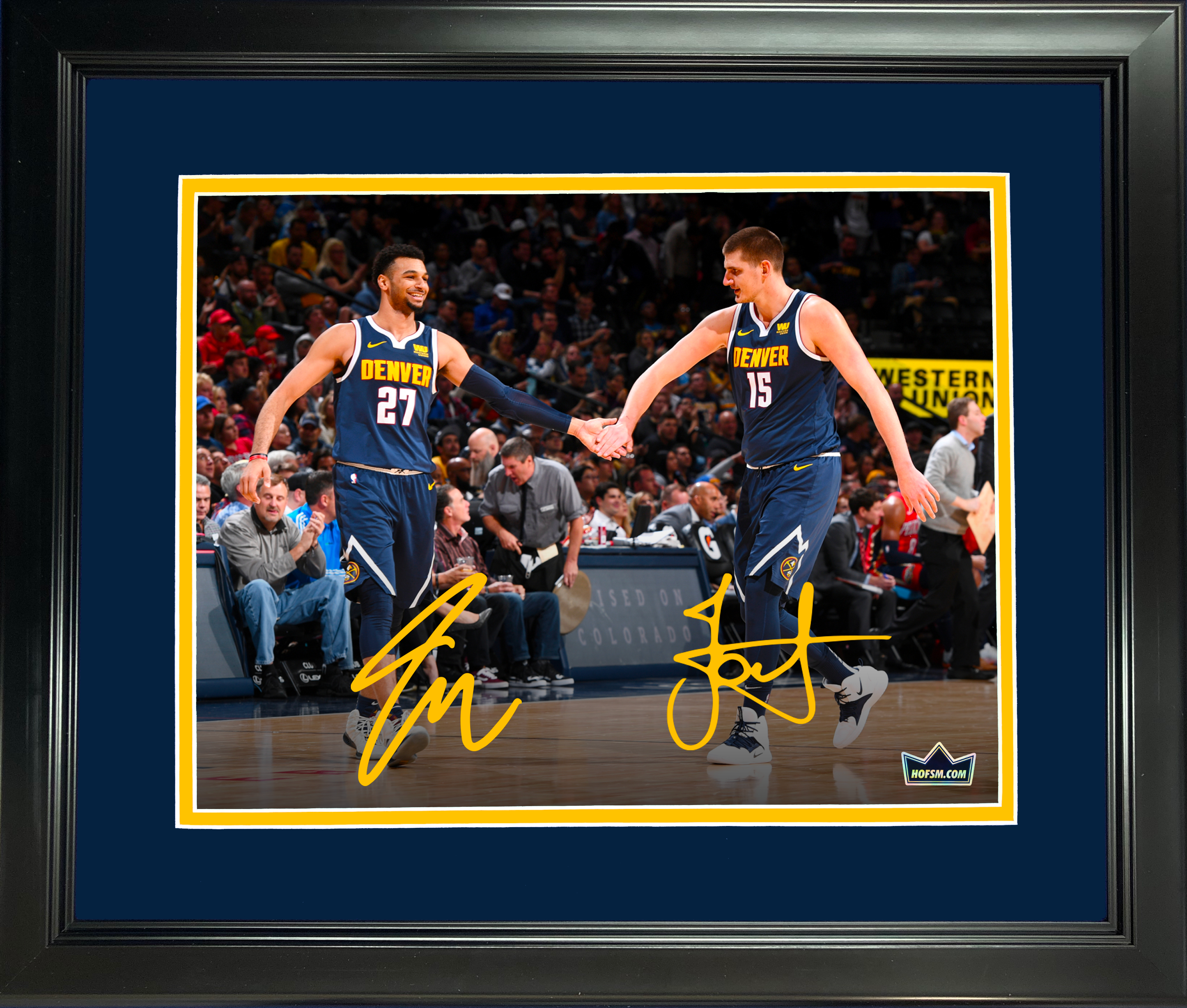 Framed Nikola Jokic & Jamal Murray Denver Nuggets Dual Facsimile Laser Engraved Signature Auto 11"x14" Basketball Photo HOFSM Holo