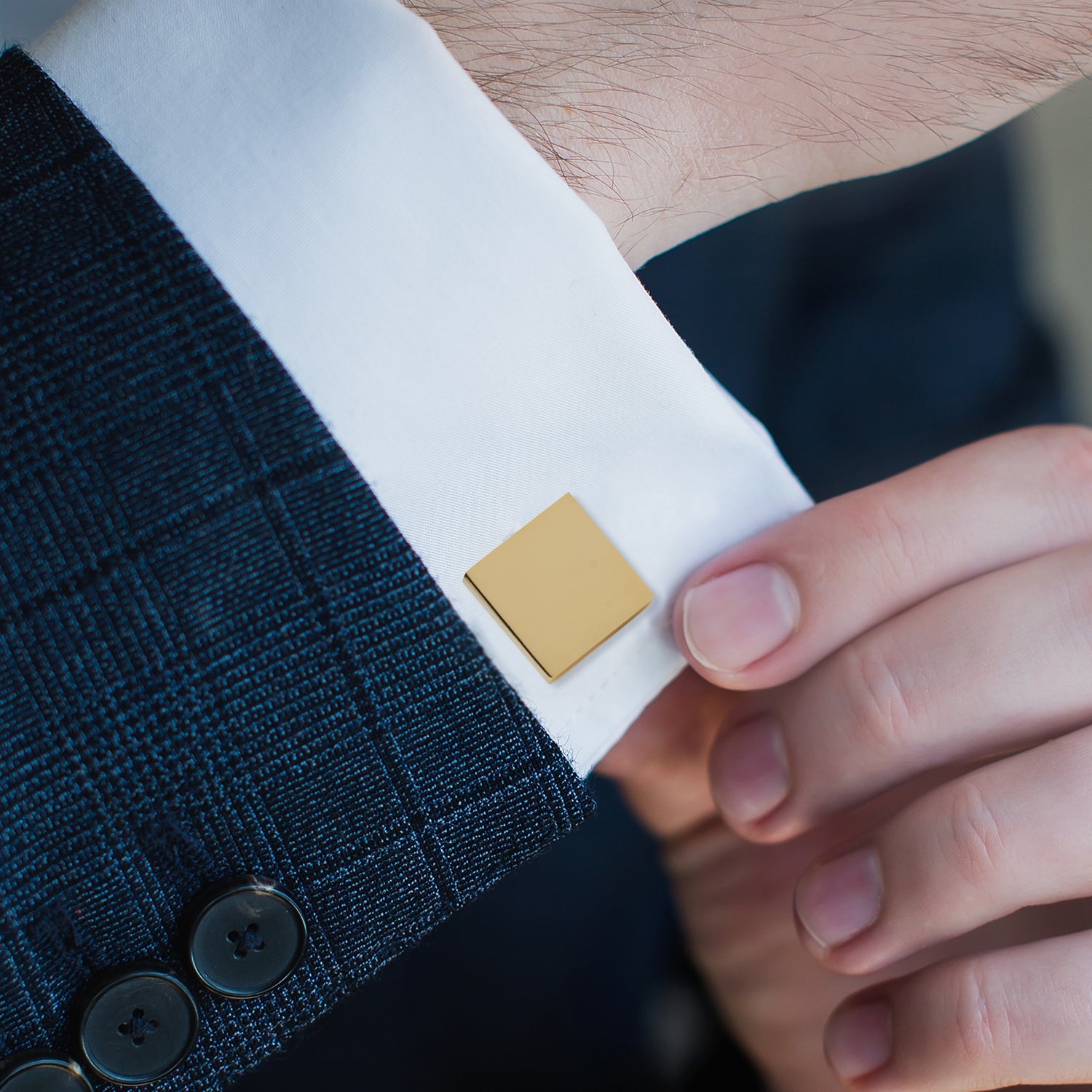 Gold Stainless Engravable Square Cufflinks