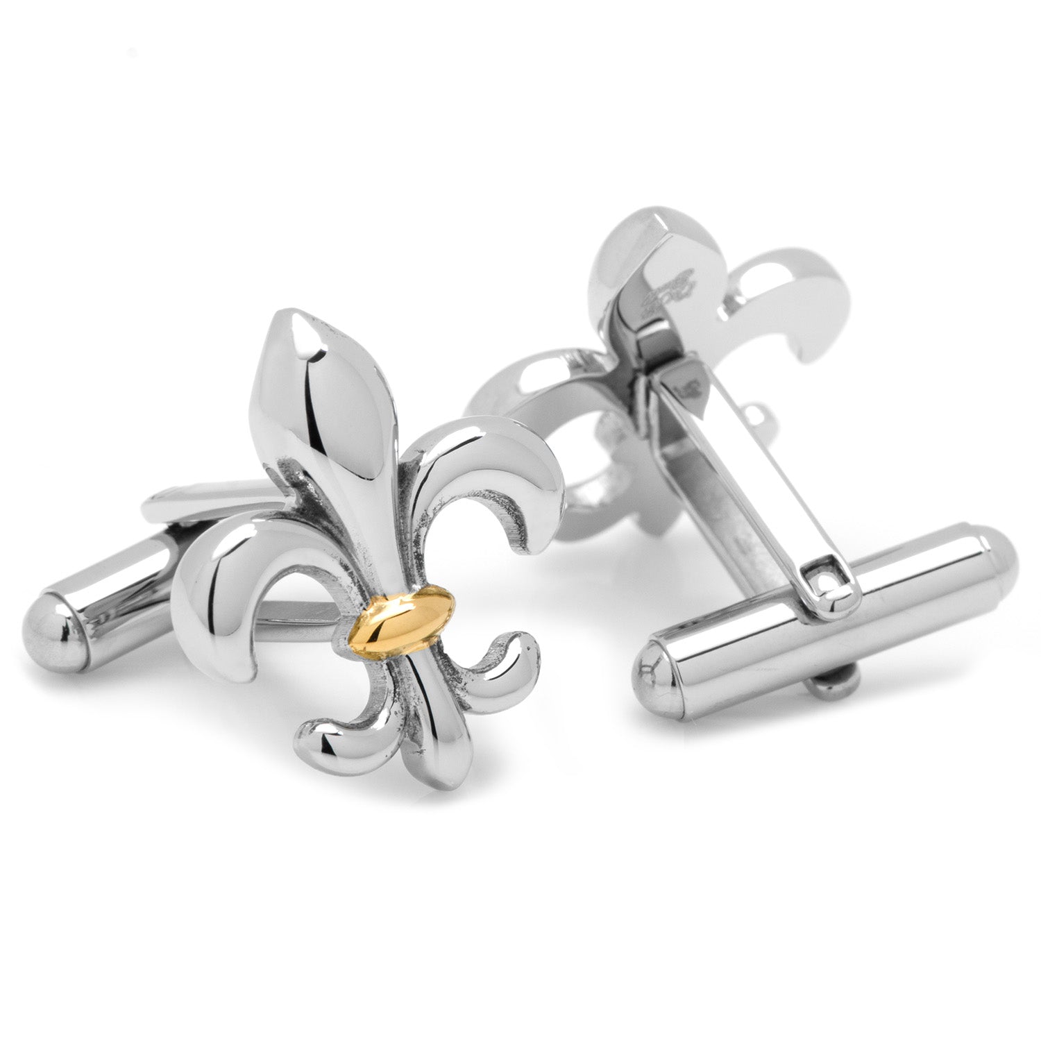 Sterling Silver Two-Tone Fleur De Lis Cufflinks