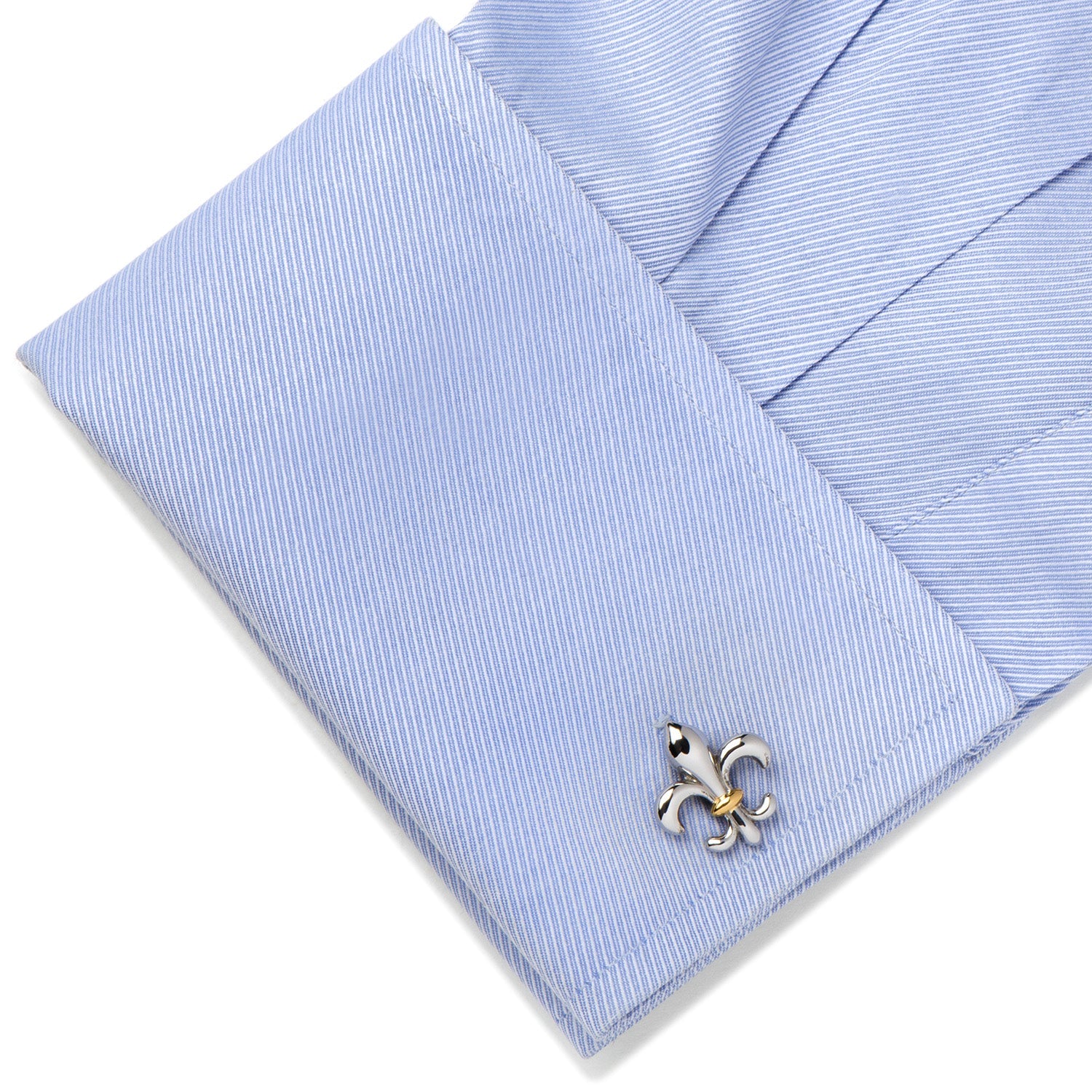 Sterling Silver Two-Tone Fleur De Lis Cufflinks