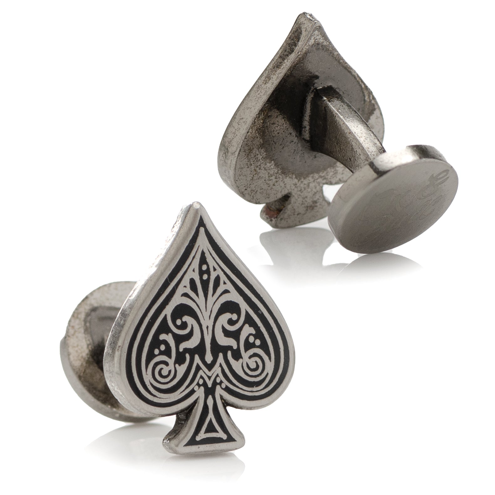 Ace of Spades Antique Silver Cufflinks