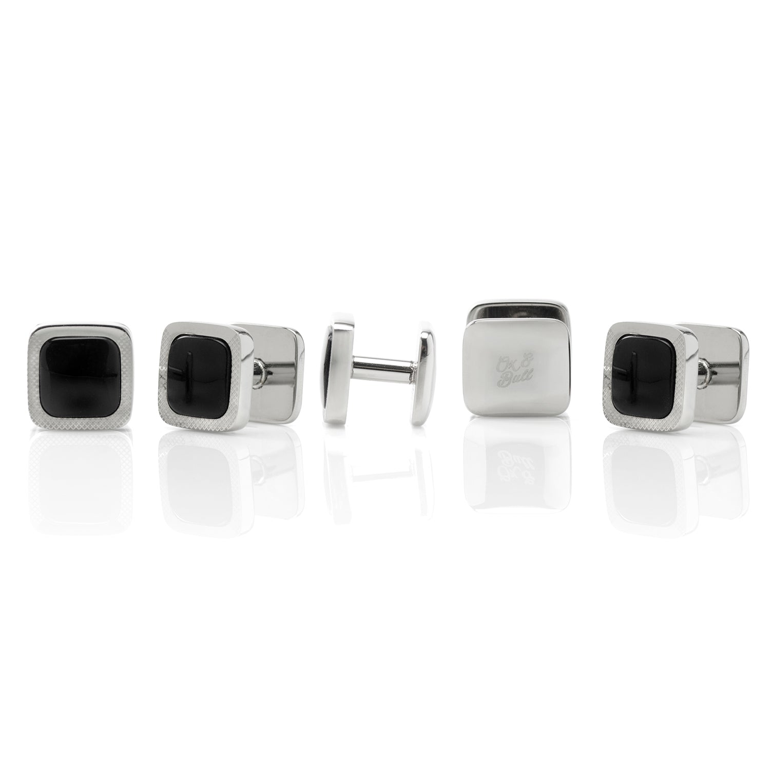 Onyx Cushion Stainless Steel 5-Stud Set