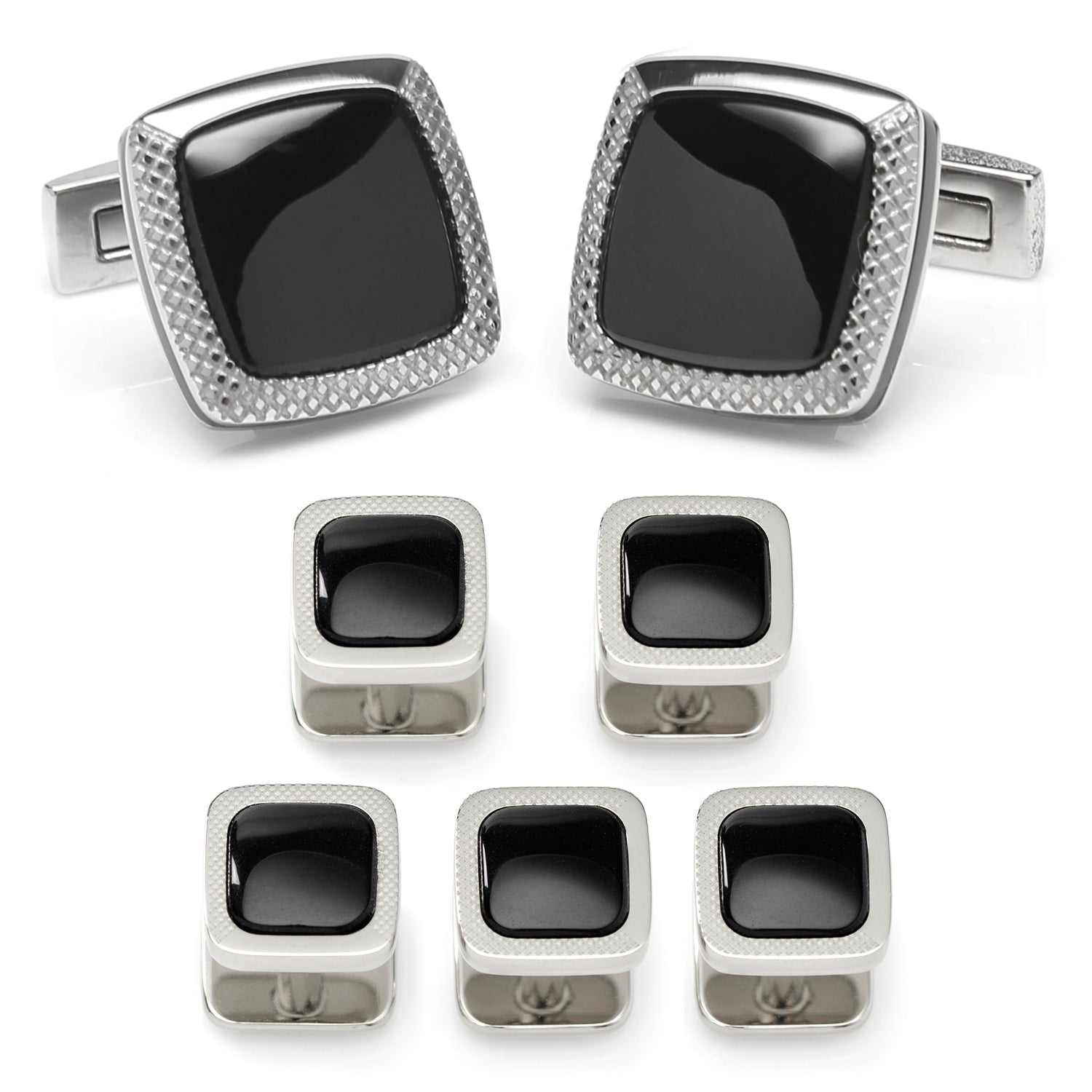 Onyx Cushion Stainless Steel 5-Stud Set