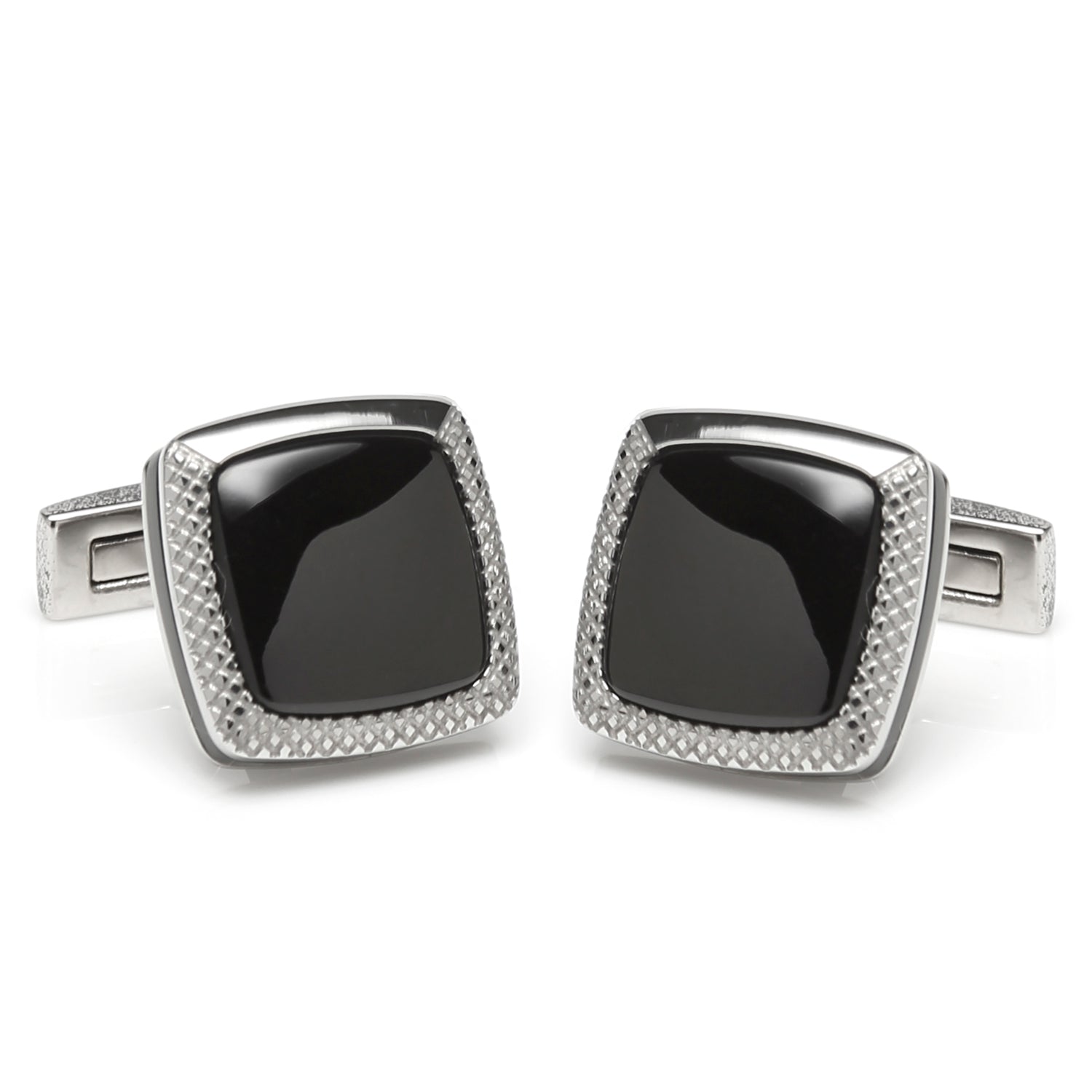 Onyx Cushion Stainless Steel Cufflinks