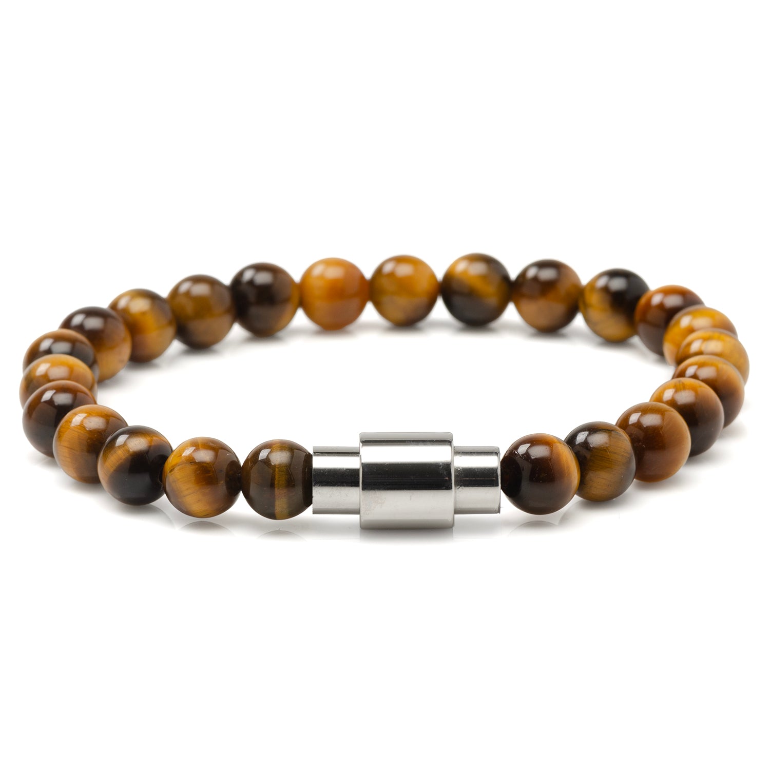 Tigers Eye Beaded Bracelet with Magnetic Closure