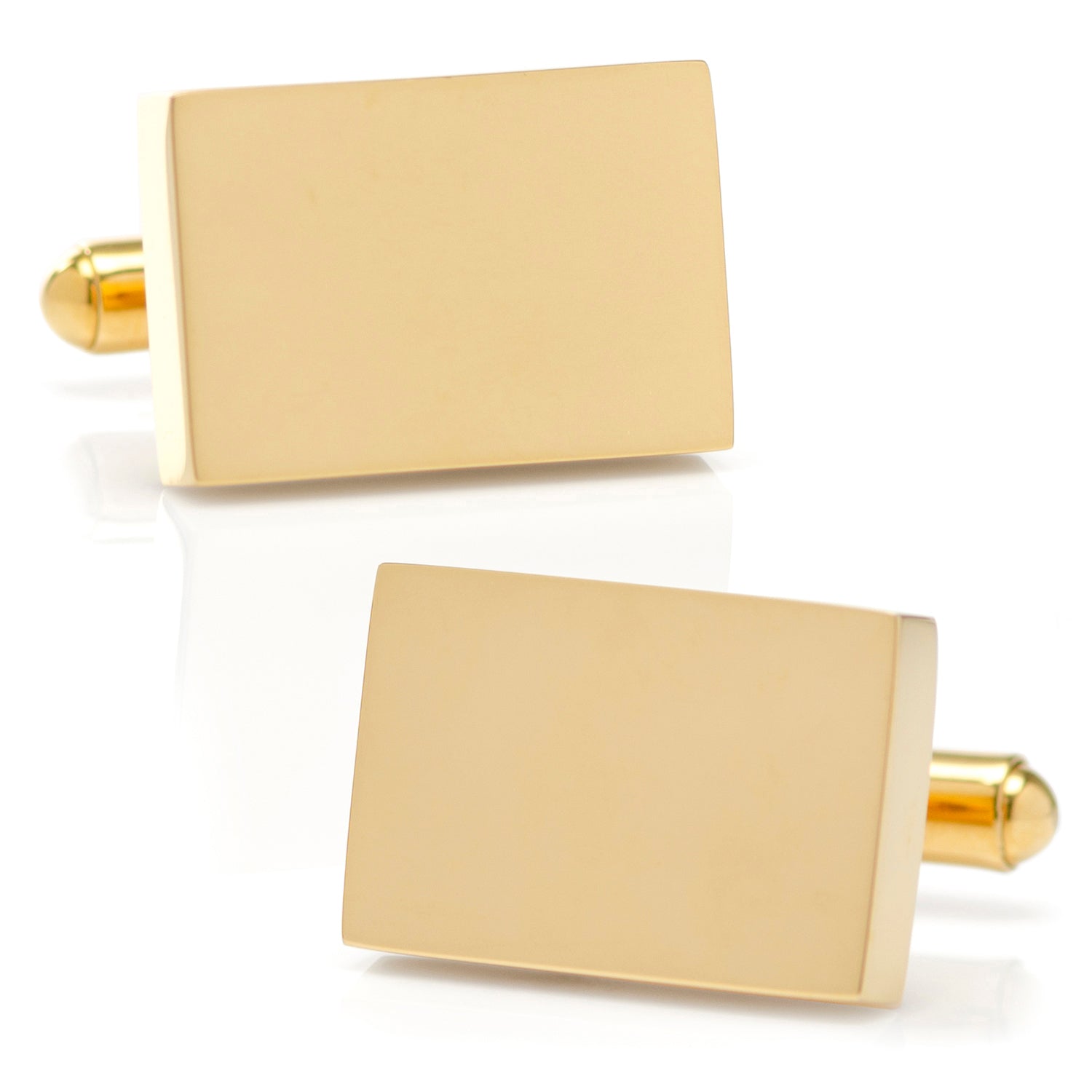 Engravable Rectangle Gold Cufflinks and Tie Bar Gift Set