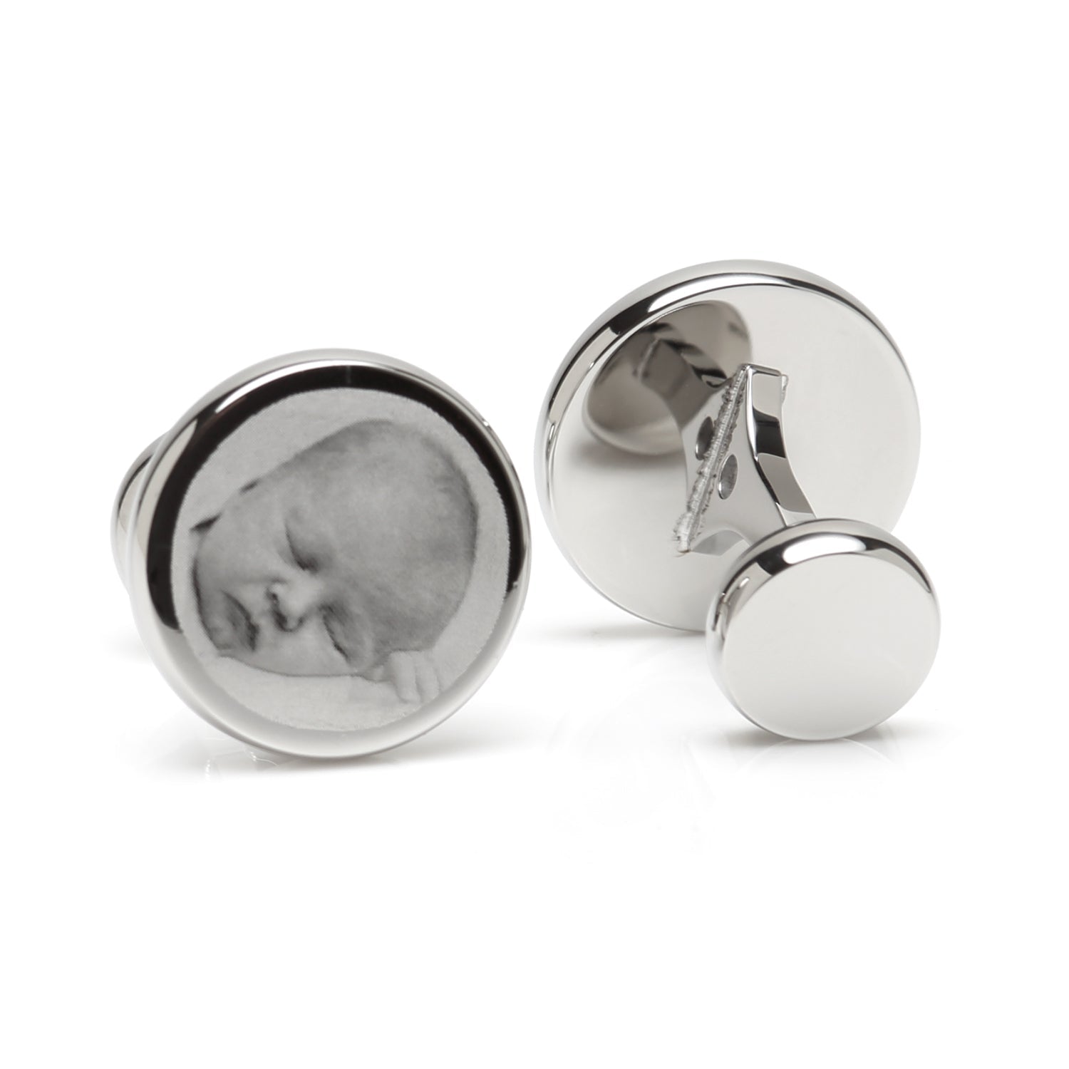Custom Engraved Round Photo Cufflinks